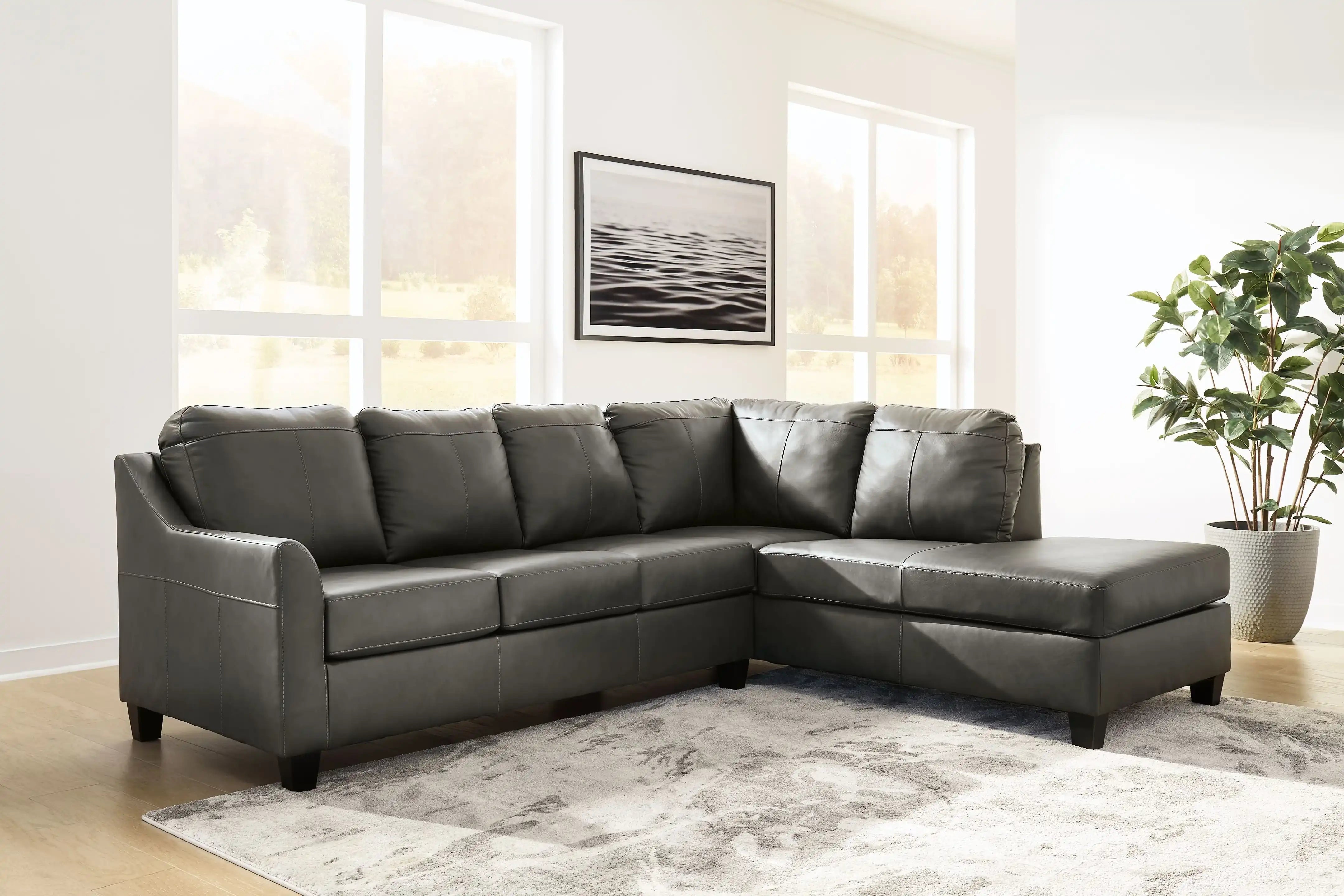 Valderno - 2-Piece Sectional With Raf Corner Chaise - Fog - Best Buy Furniture