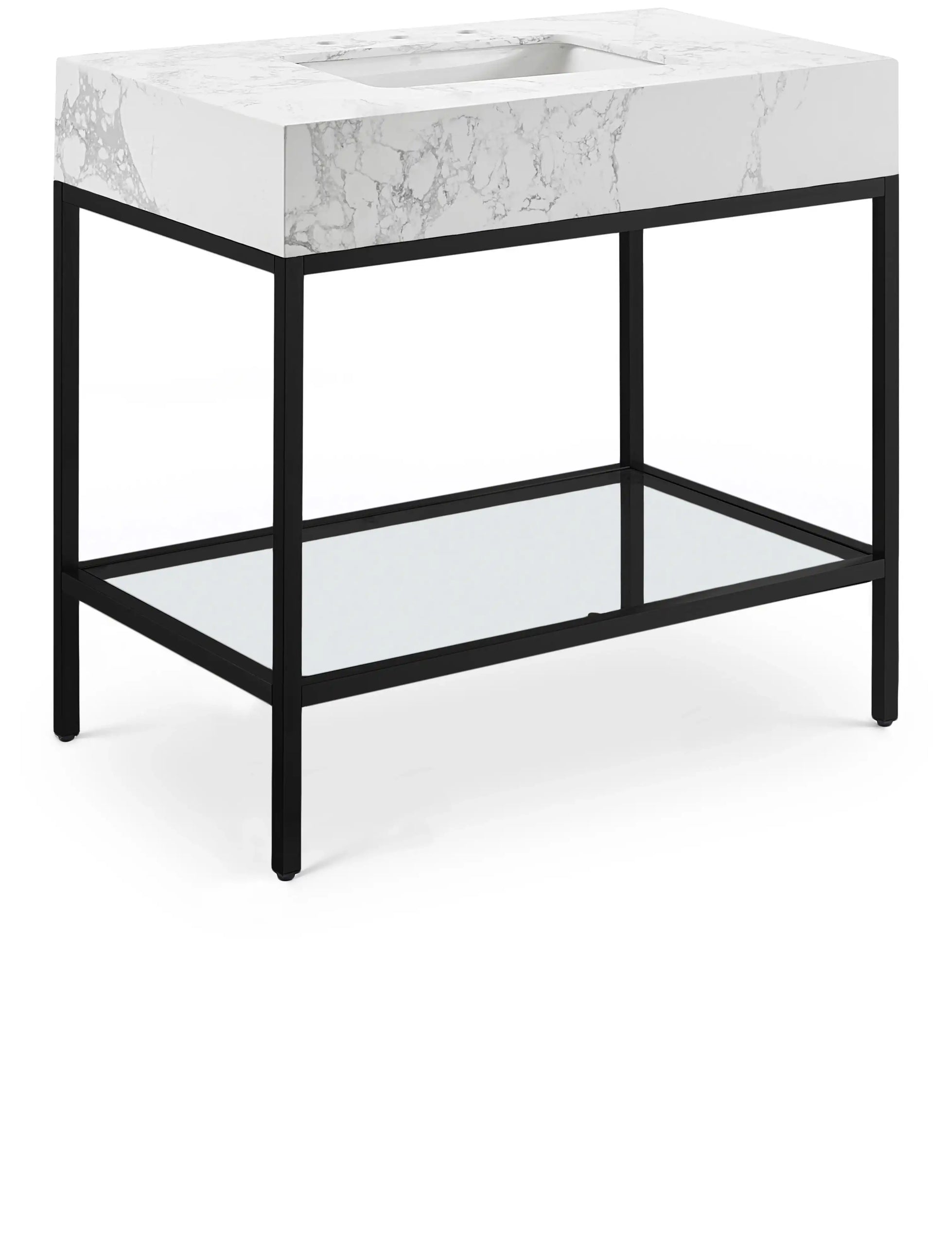 Marmo - Engineered Marble Bathroom Vanity With Black Base - Best Buy Furniture