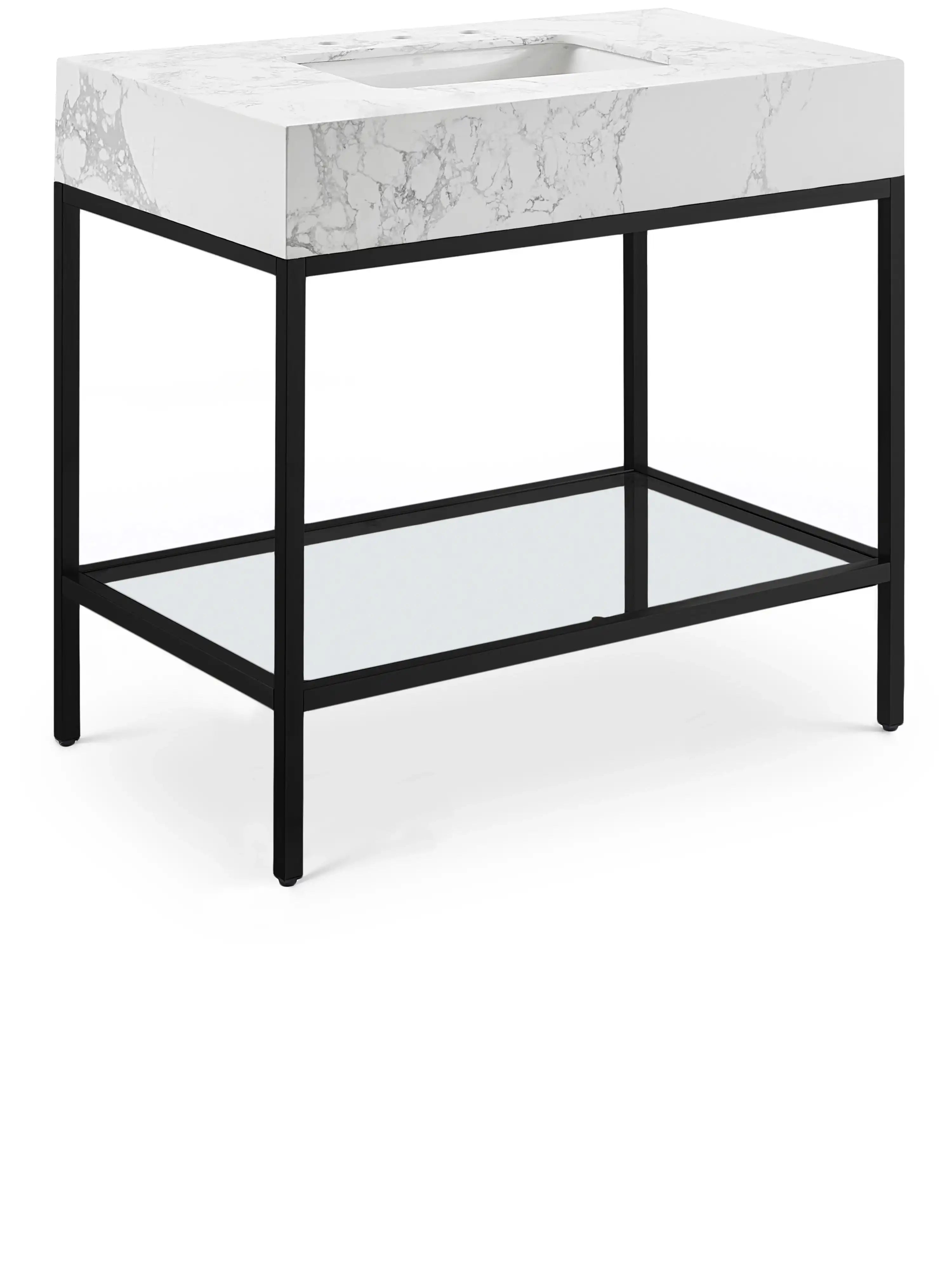 Marmo - Engineered Marble Bathroom Vanity With Black Base - Best Buy Furniture