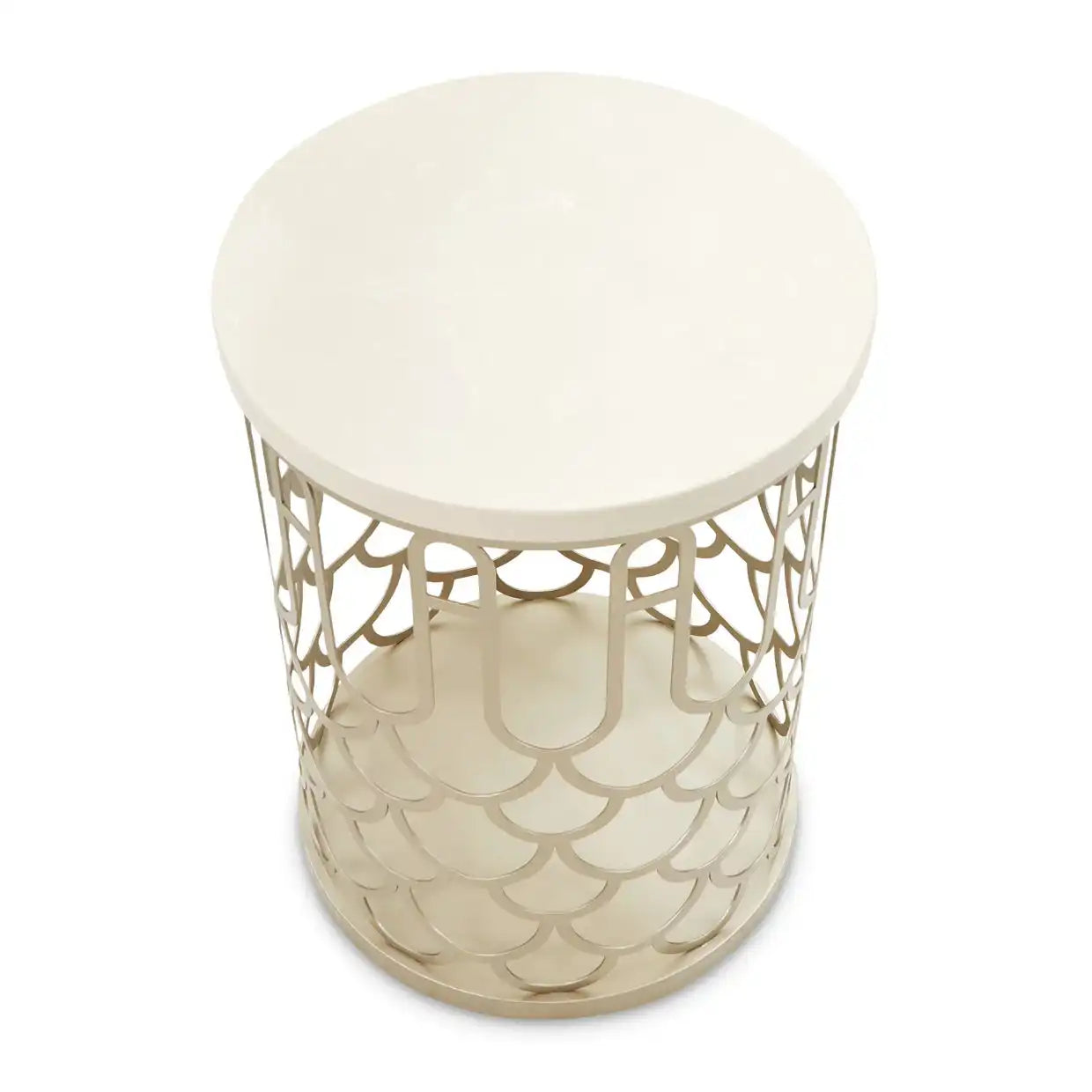 La Marisia - Marble Chairside Table - Creamy Pearl / Champagne - Best Buy Furniture