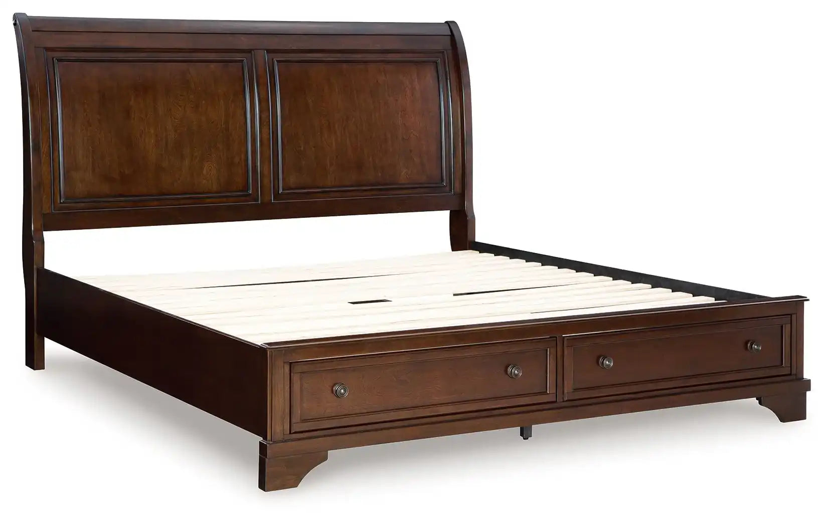 Trellington - King Sleigh Storage Bed - Brown - Best Buy Furniture