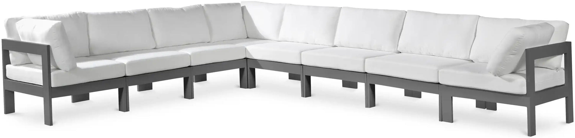 Nizuc - Outdoor Patio 8 Piece Modular Sectional With Gray Frame - Best Buy Furniture