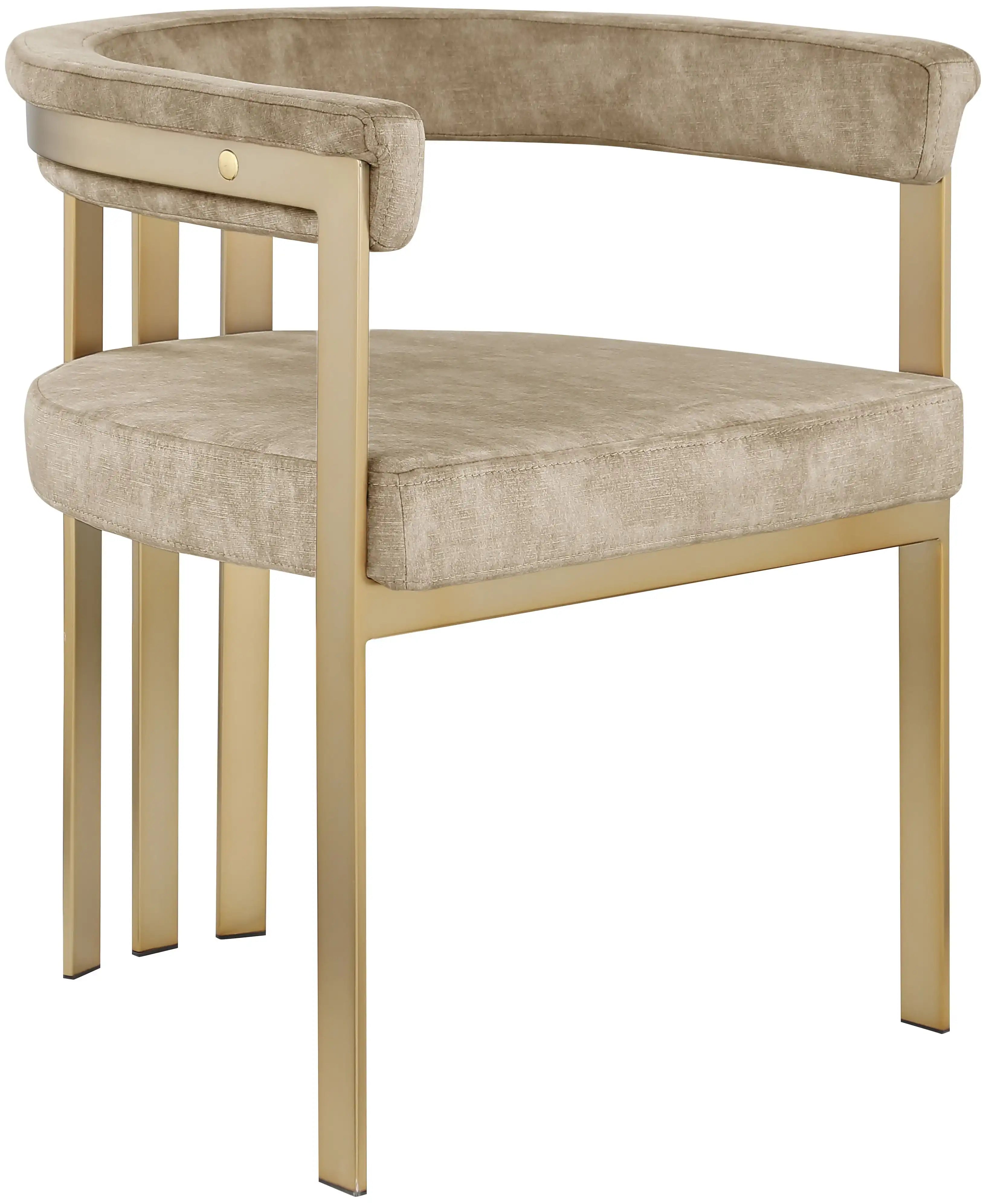 Marcello - Dining Chair With Brushed Gold Iron Frame (Set of 2) - Beige - Best Buy Furniture