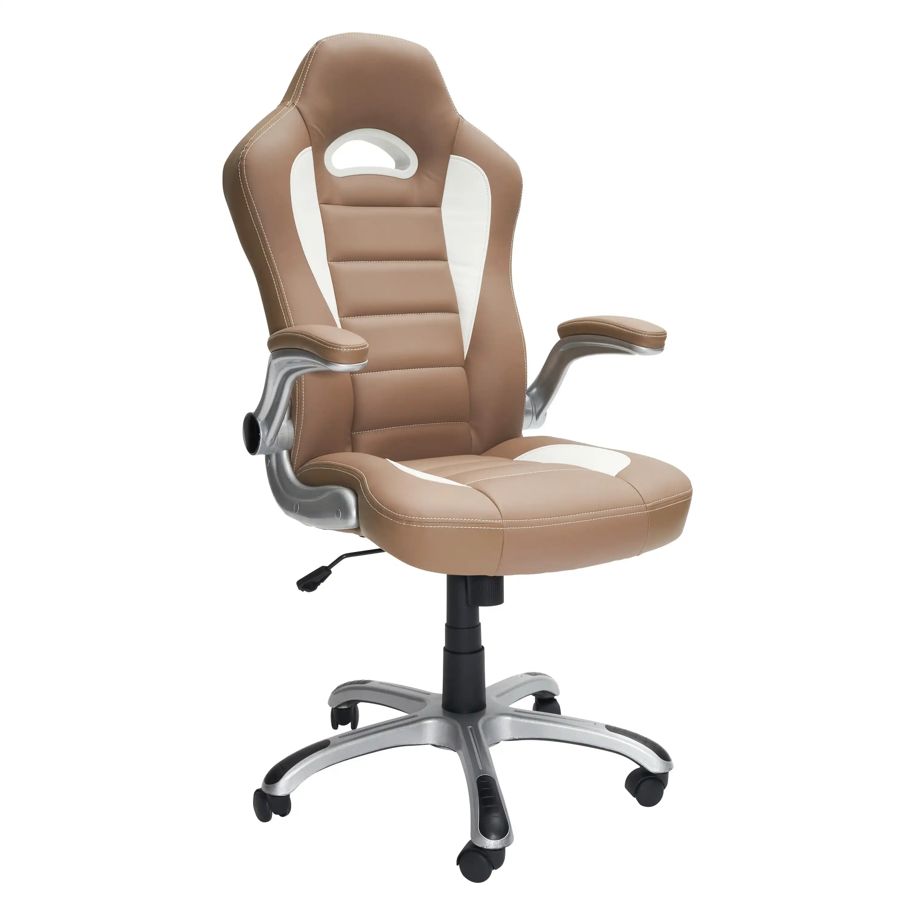 Techni Mobili High Back Executive Sport Race Office Chair with Flip-Up Arms, Camel - Best Buy Furniture