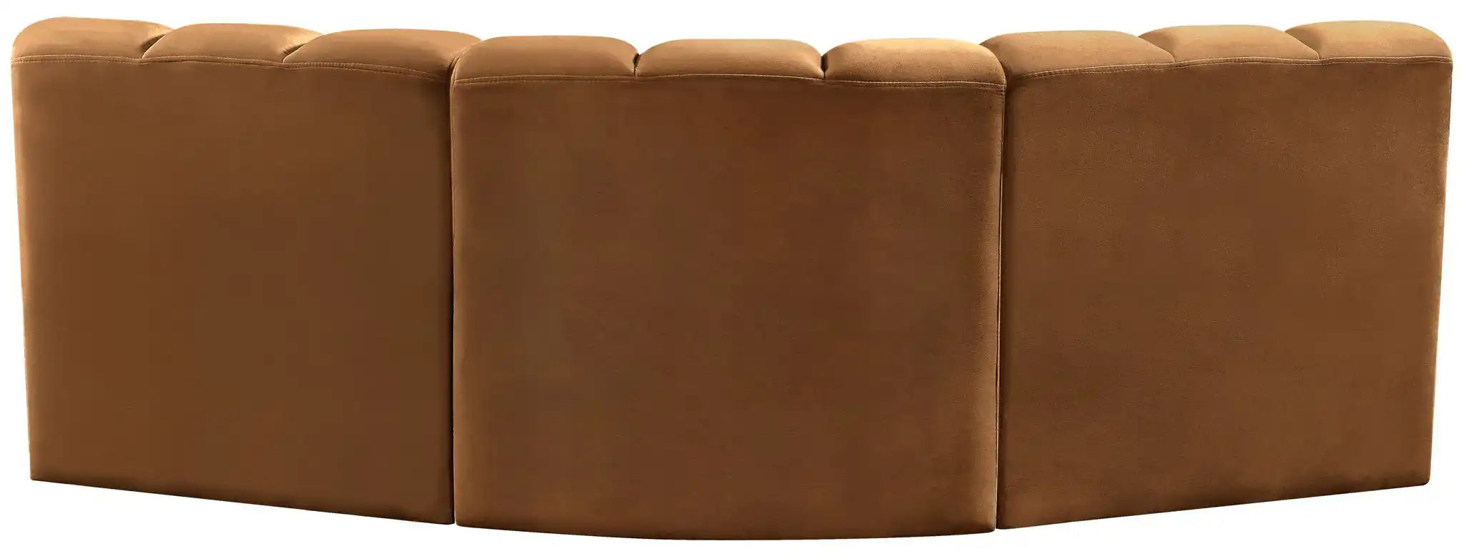 Arc - Velvet 3 Piece Modular Corner Sofa - Saddle
