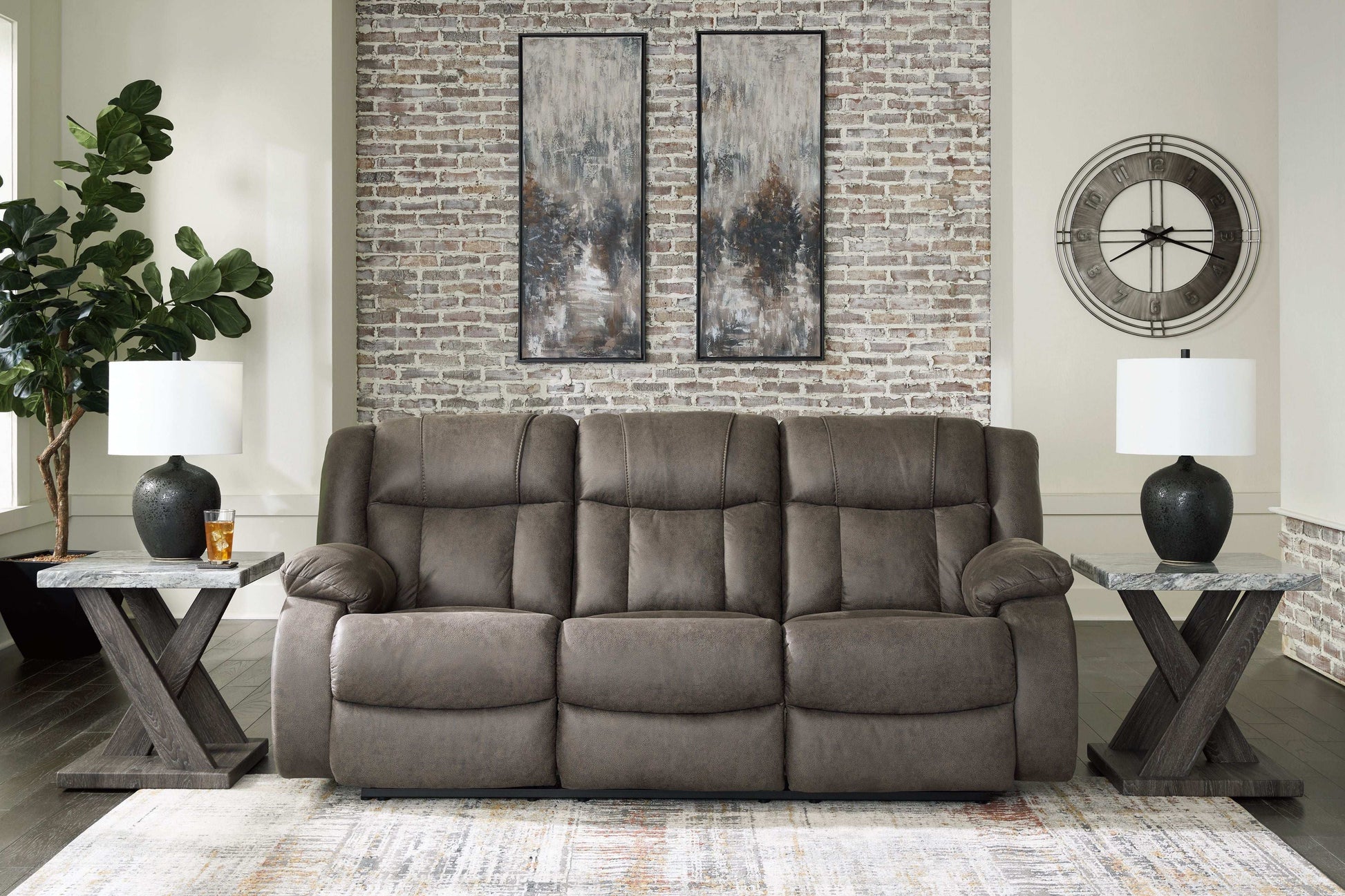 First Base - Reclining Sofa - Gunmetal - Best Buy Furniture