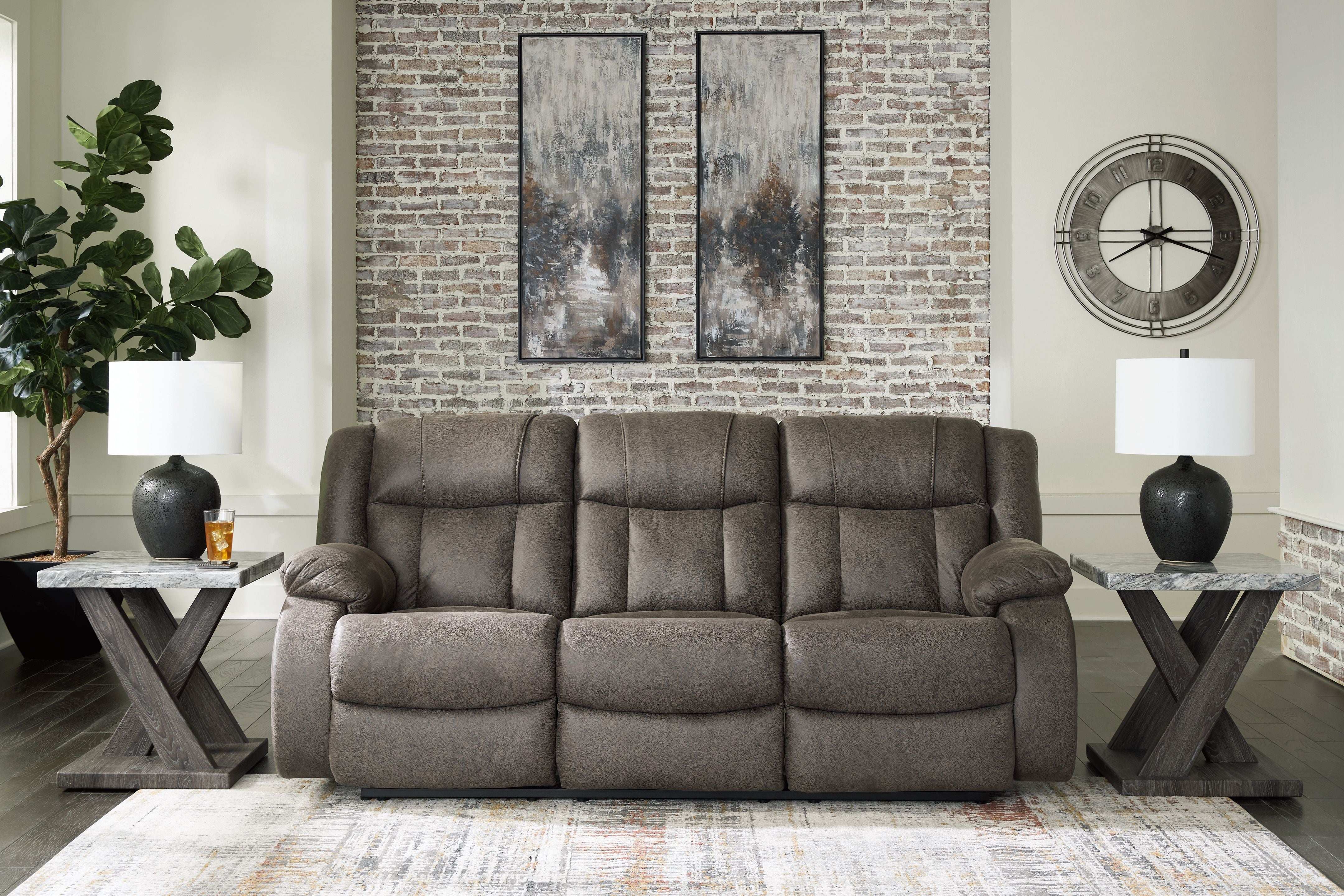 First Base - Reclining Sofa - Gunmetal - Best Buy Furniture