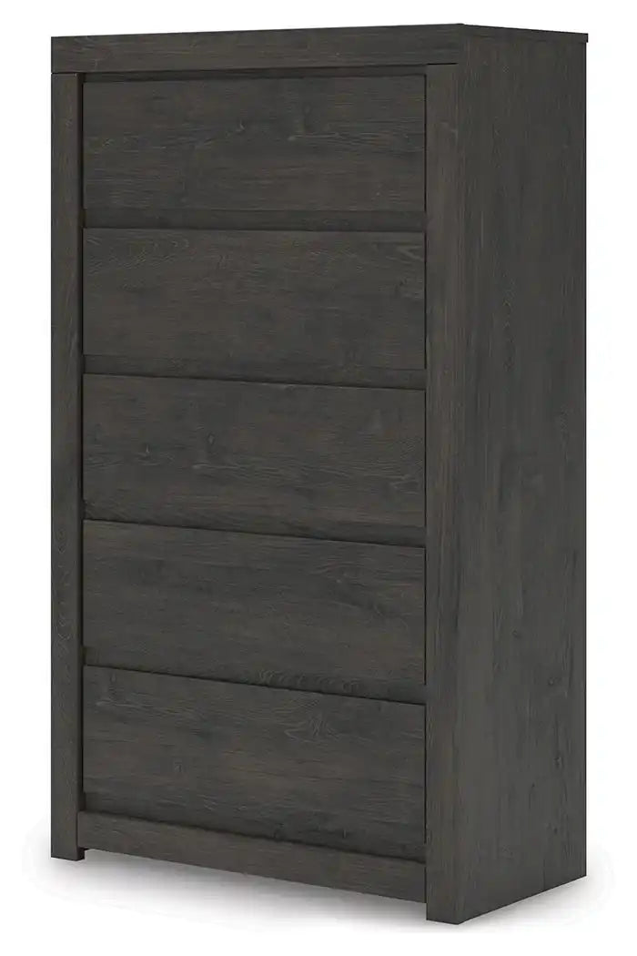 Fraluna - Five Drawer Chest - Charcoal - Best Buy Furniture