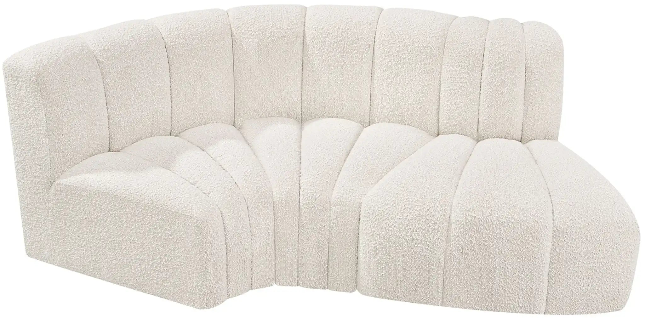 Arc - Boucle Fabric 3 Piece Modular L-Shaped Sofa