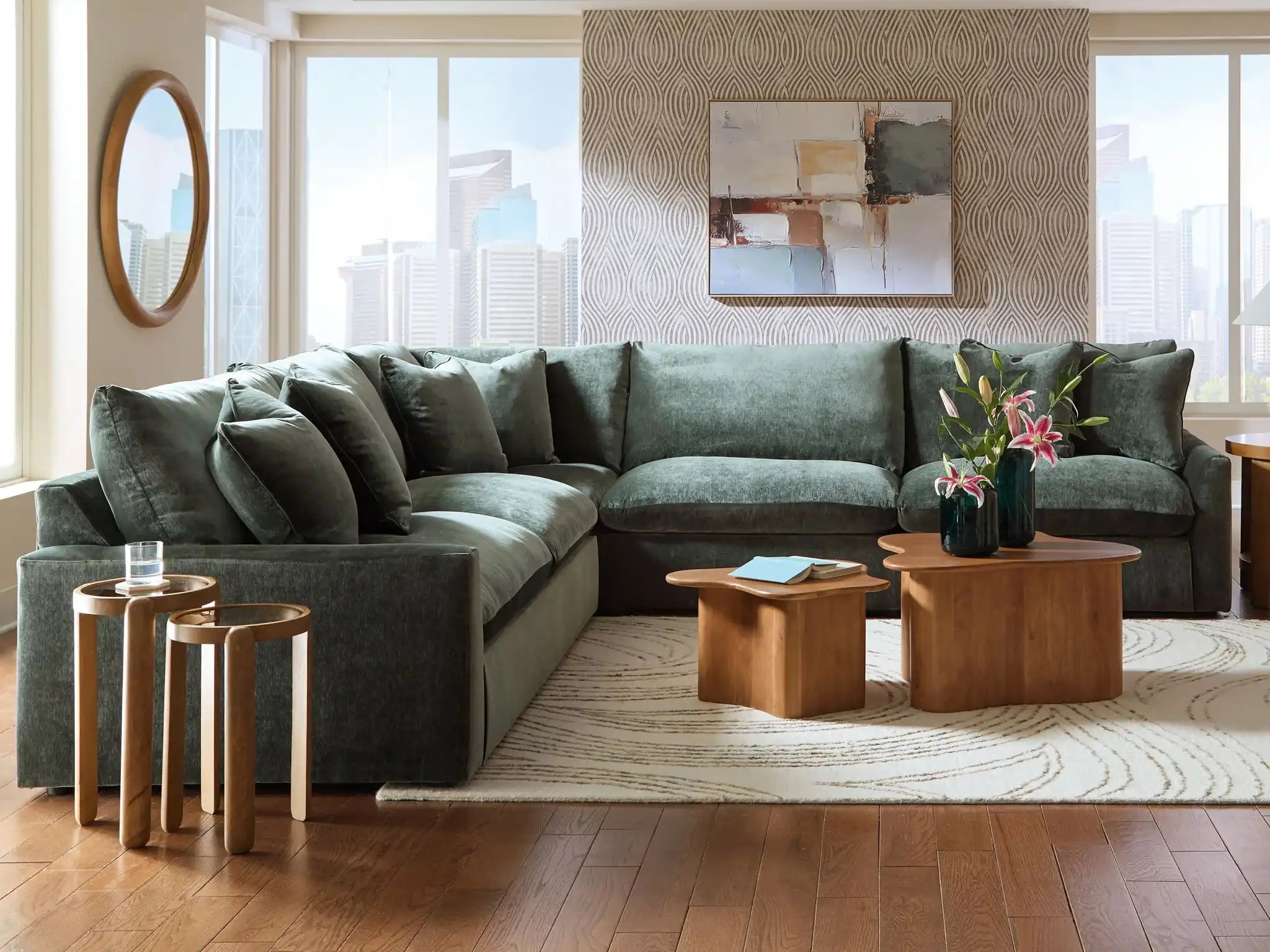 Carriage View - 3-Piece Sectional - Jade - Best Buy Furniture