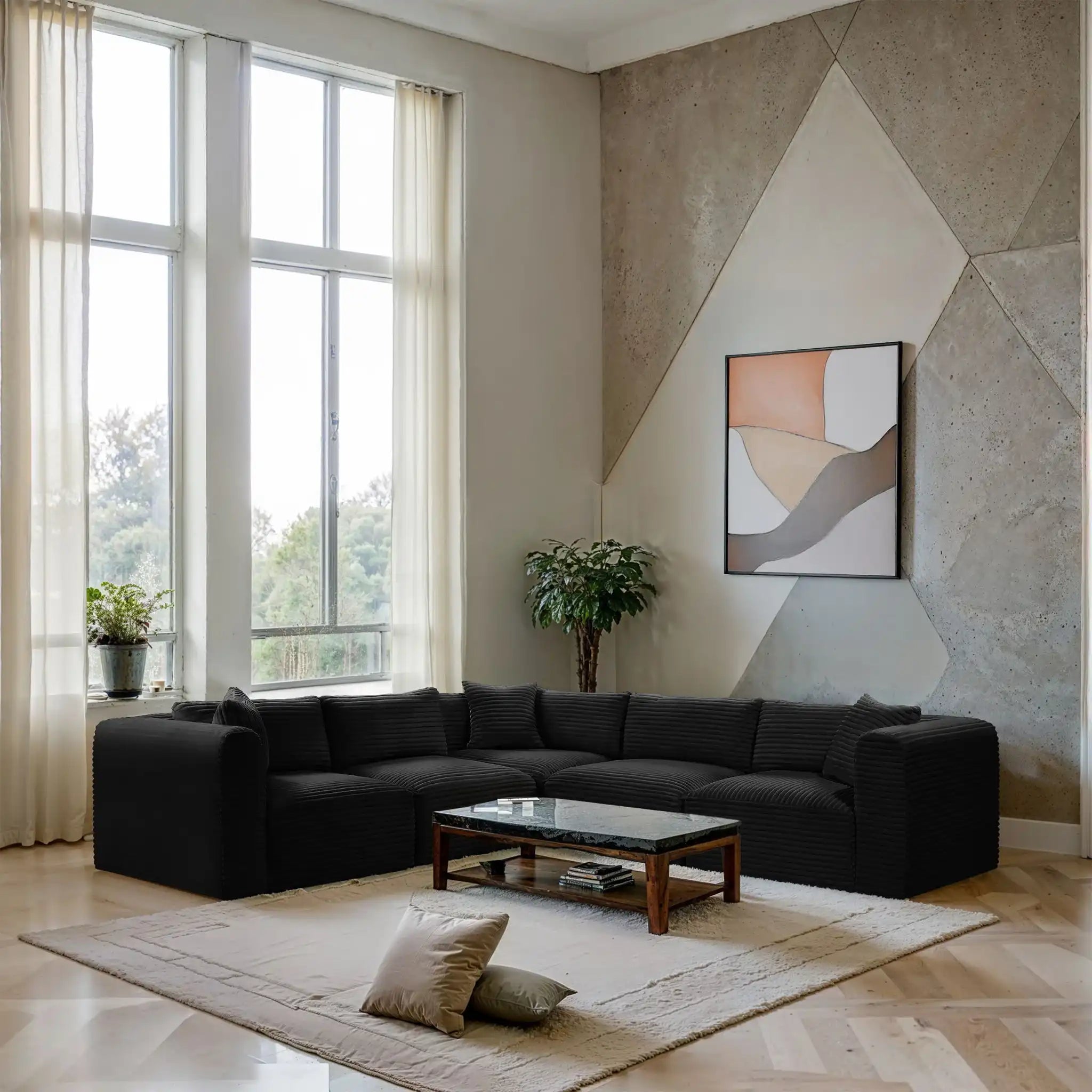 Shaggy - 5 Piece Modular Corner Sectional