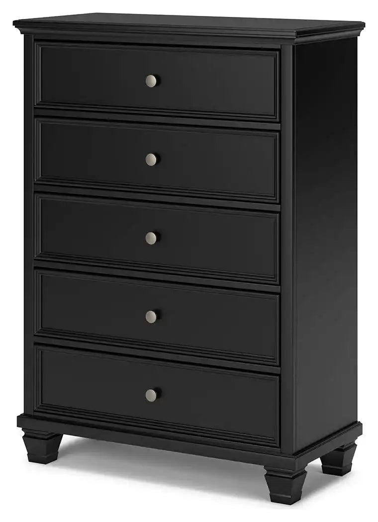 Lanolee - Five Drawer Chest - Black - Best Buy Furniture