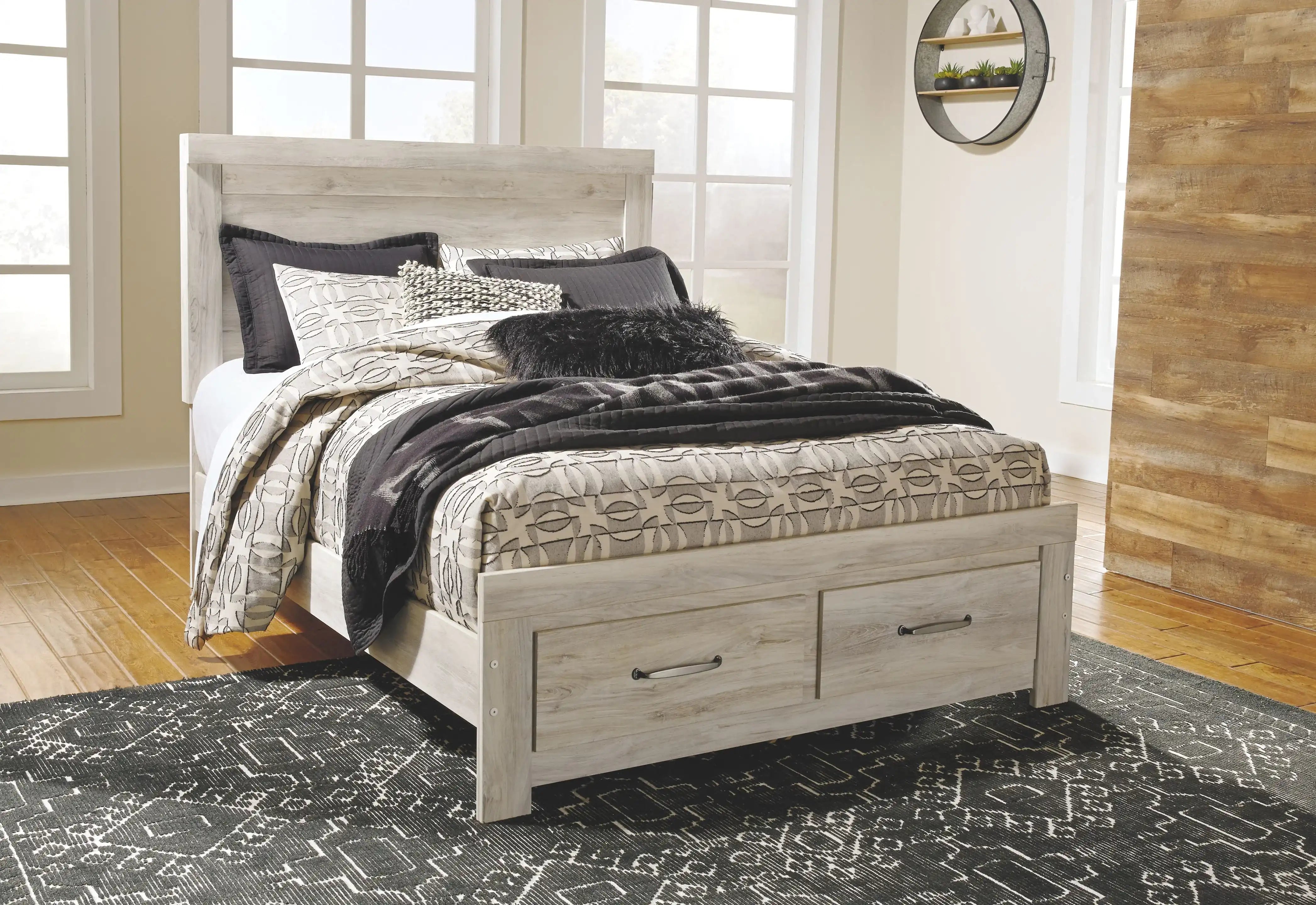 Bellaby - Dresser, Mirror, Platform Bed With Storage Drawers Set - Best Buy Furniture