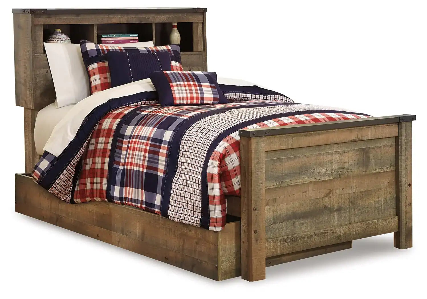 Trinell - Twin Bookcase Bed With 1 Large Storage Drawer - Brown - Best Buy Furniture