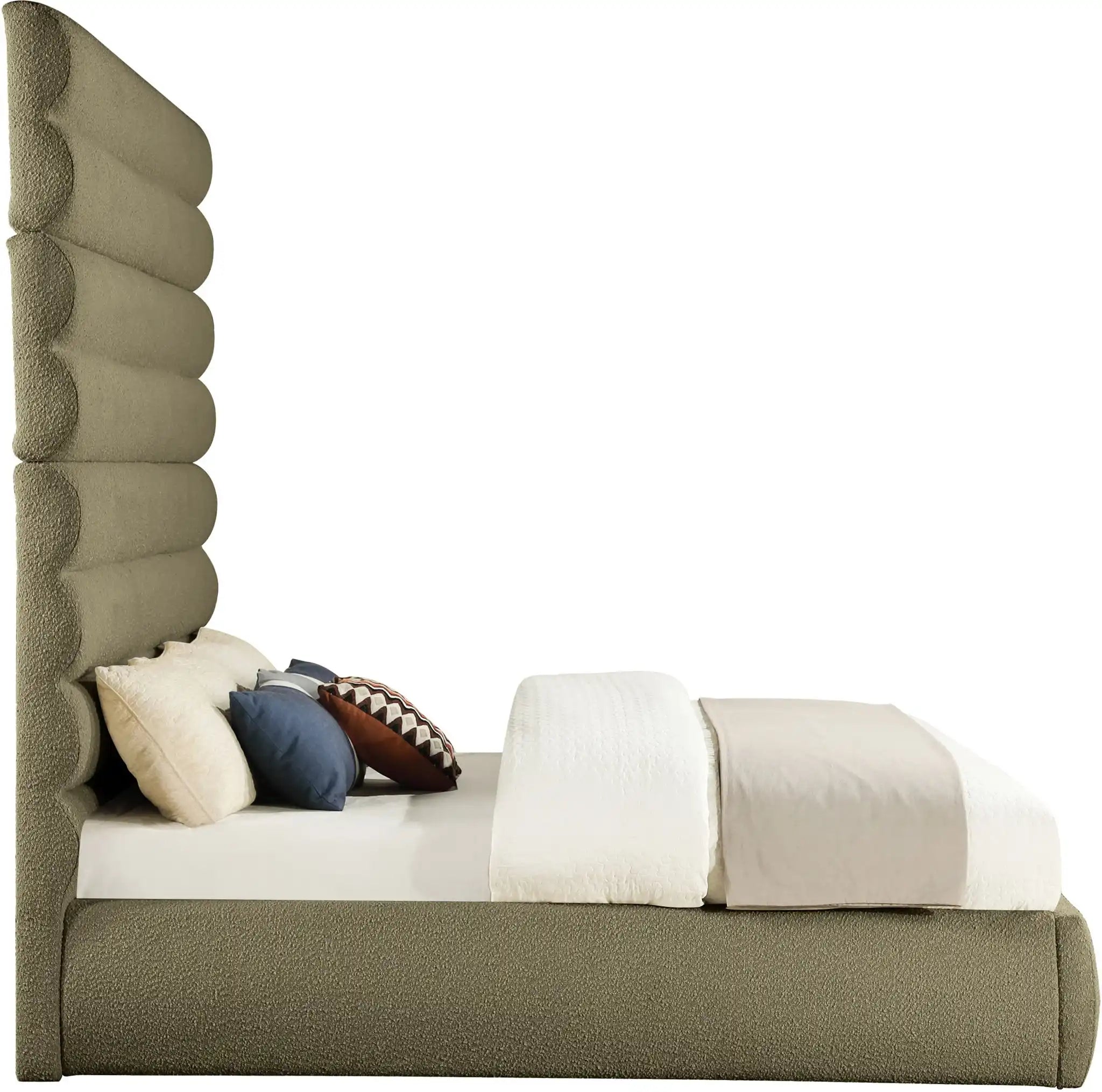 Adam - Boucle Fabric Bed With 89" Headboard