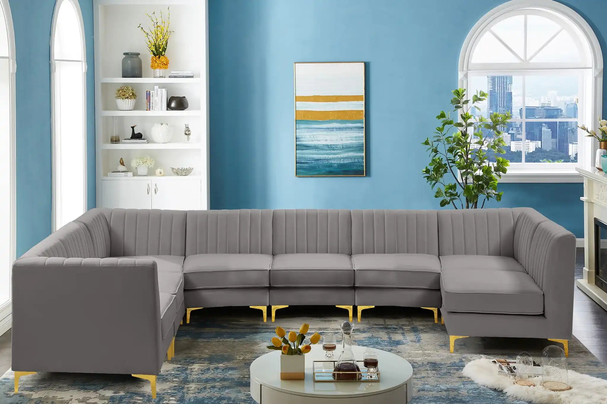 Alina - 8 Piece Velvet Modular Sectional