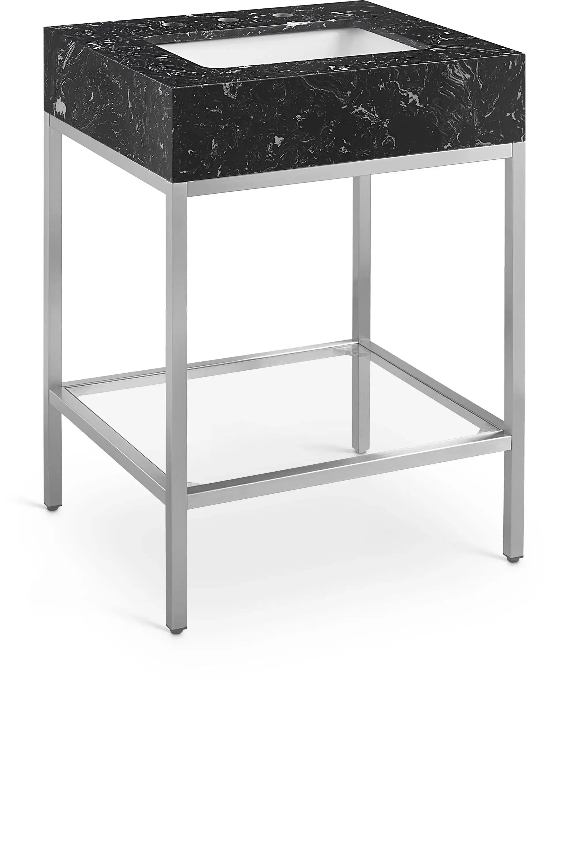 Marmo - Engineered Marble Bathroom Vanity With Chrome Base - Best Buy Furniture