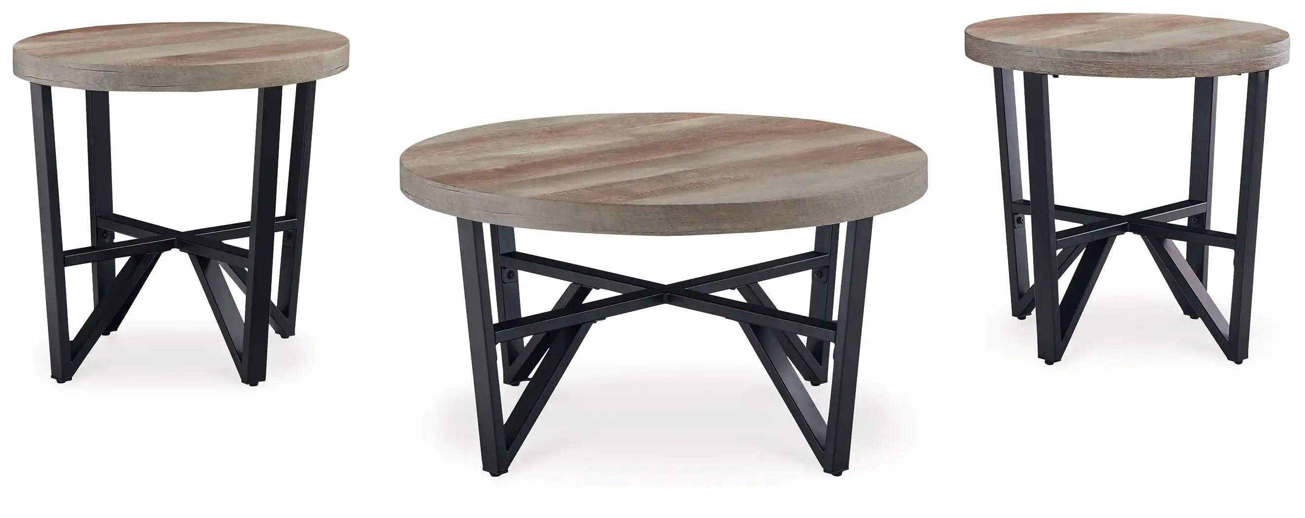 Deanlee - Occasional Table Set (Set of 3) - Grayish Brown / Black - Best Buy Furniture