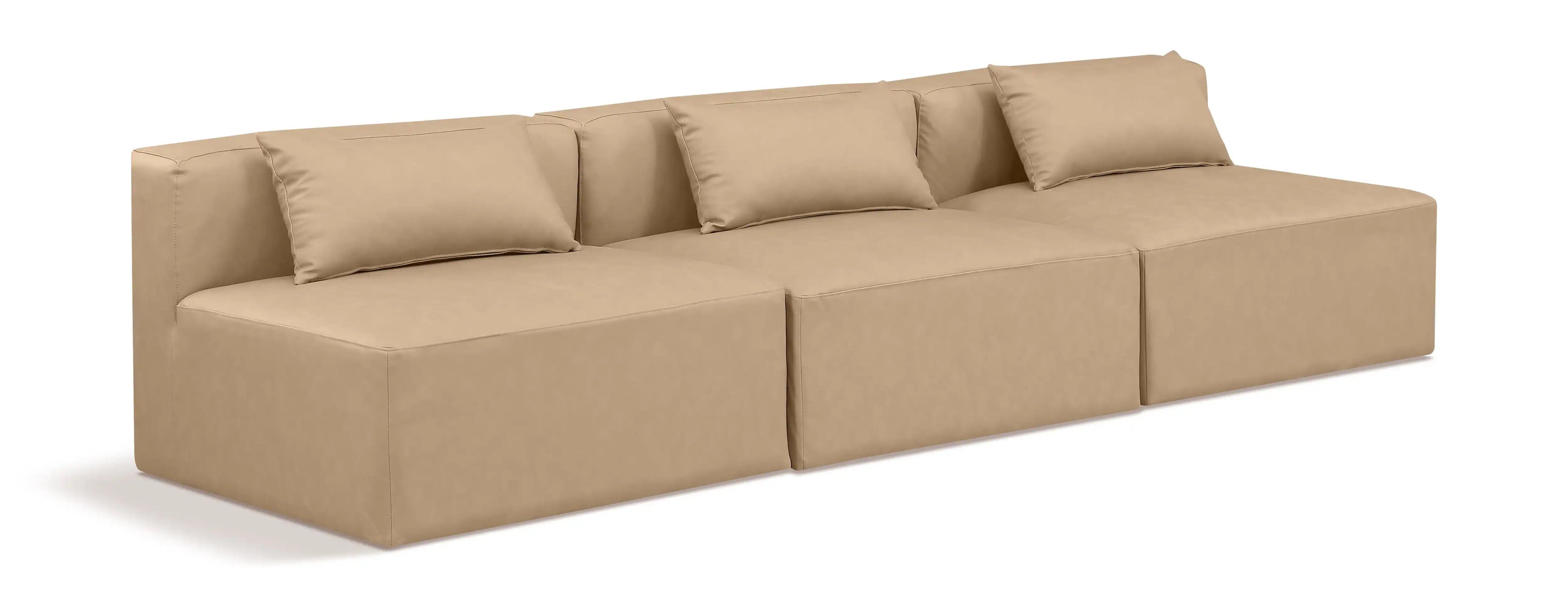 Cube - Modular 3 Piece Armless Sofa - Tan - Best Buy Furniture