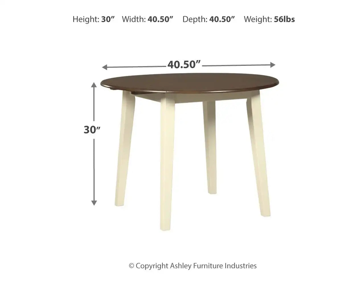 Woodanville - Round DRM Drop Leaf Table - Cream / Brown - Best Buy Furniture