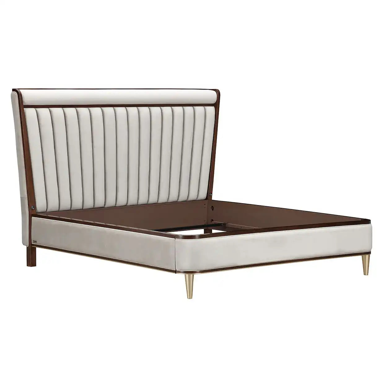 Houston - Eastern King Channel Tufted Panel Bed - Porcini / Walnut - Best Buy Furniture