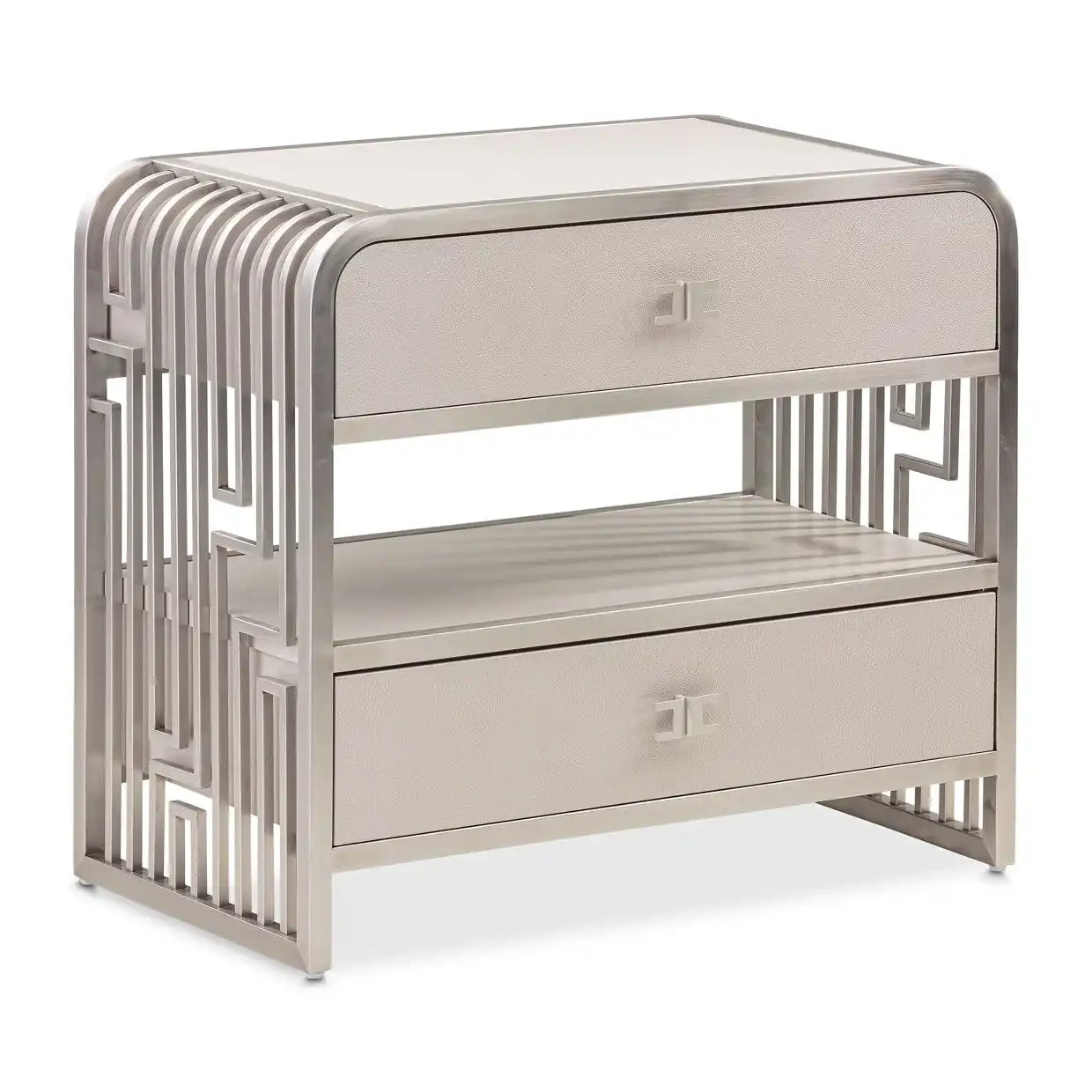Roxbury Park - Metal Nightstand - Stainless Steel - Best Buy Furniture