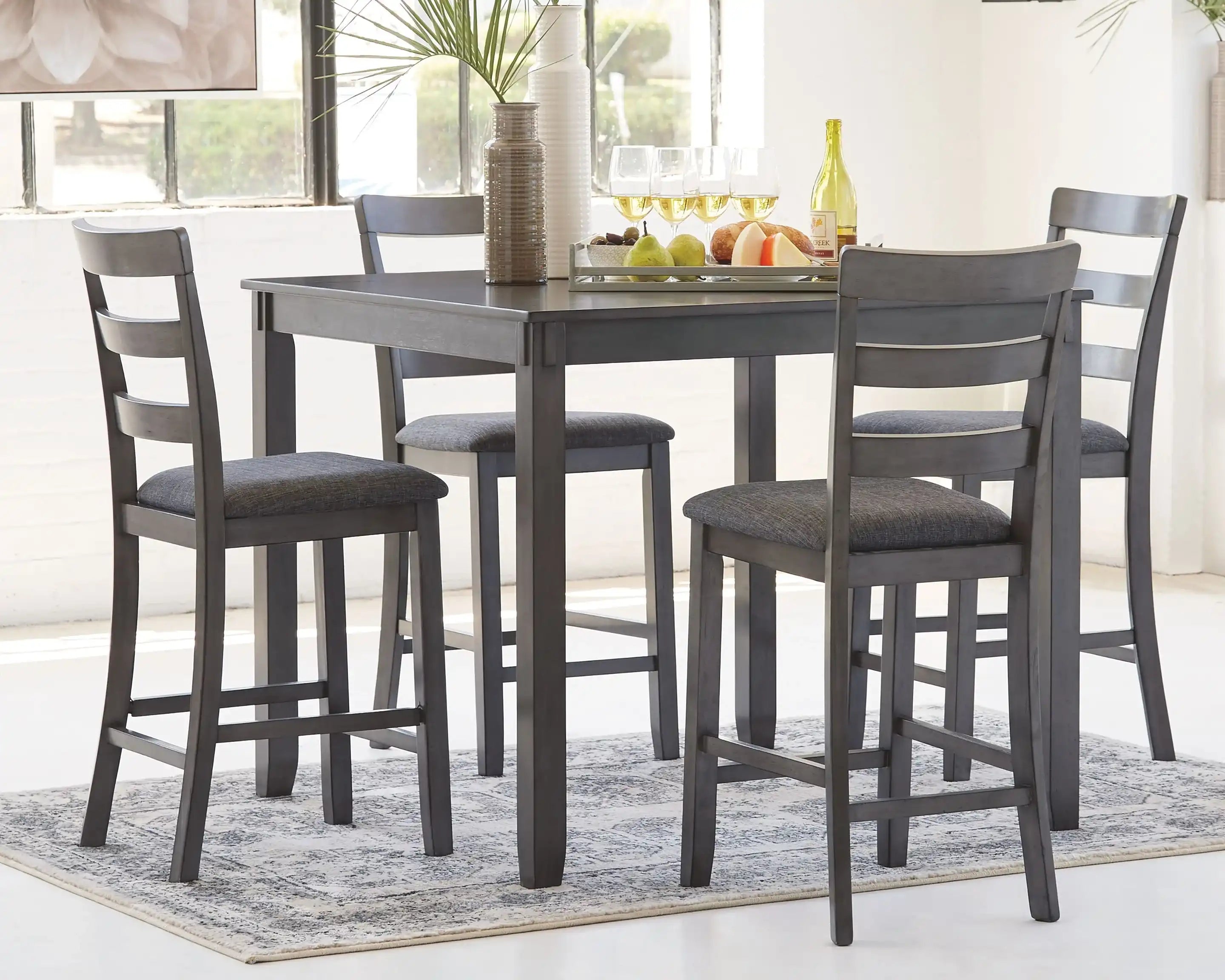 Bridson - Square Counter TBL Set (Set of 5) - Gray - Best Buy Furniture