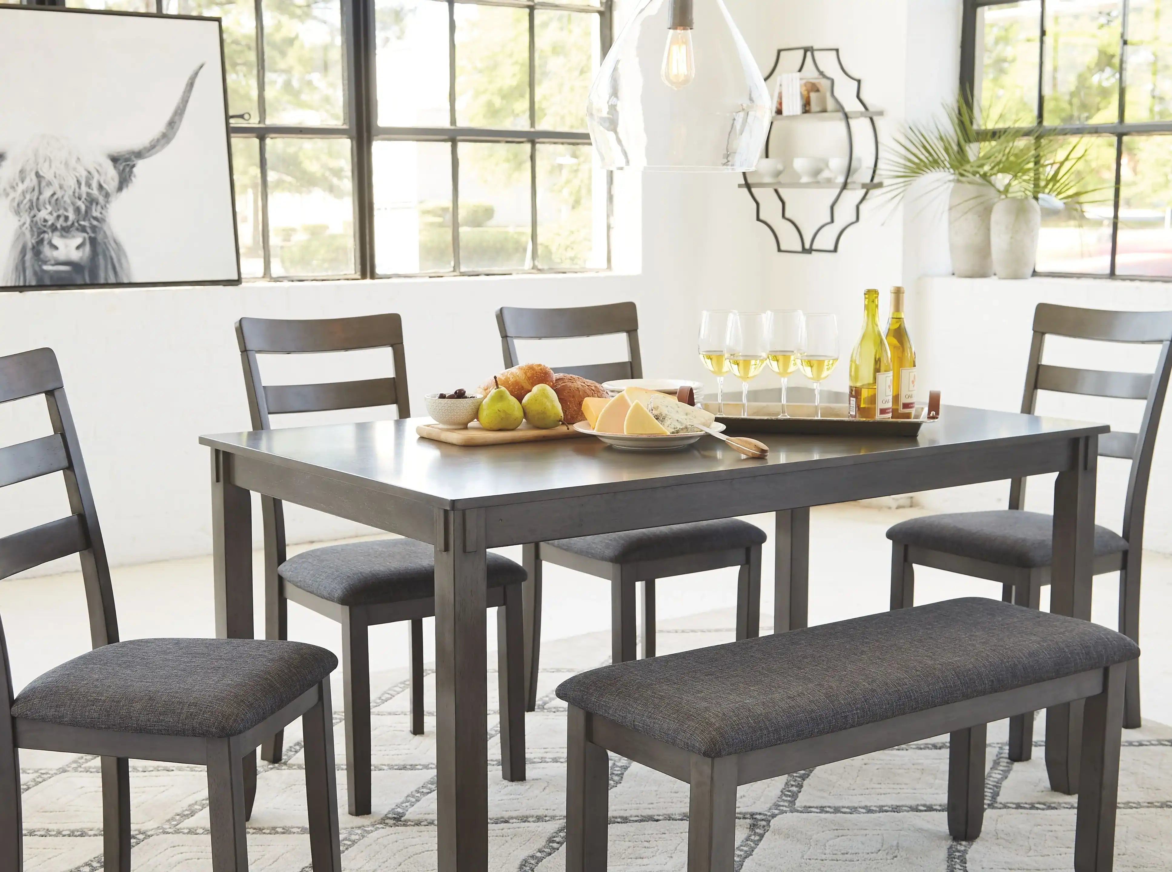 Bridson - RECT DRM Table Set (Set of 6) - Gray - Best Buy Furniture