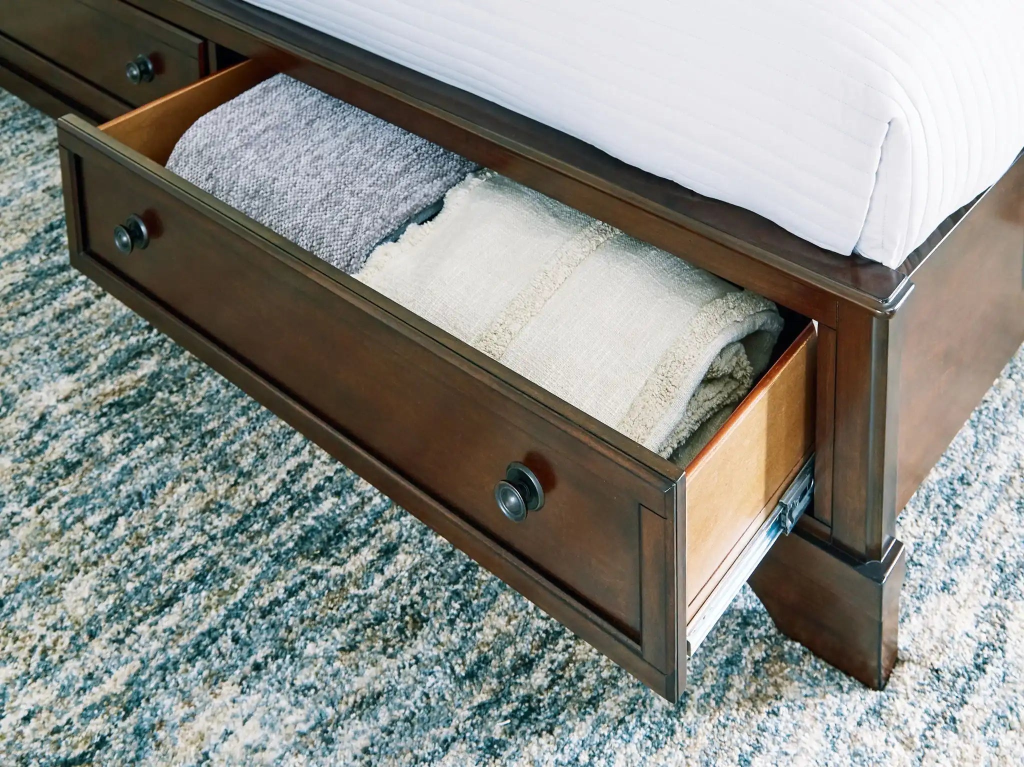 Trellington - Queen Sleigh Storage Bed - Brown - Best Buy Furniture