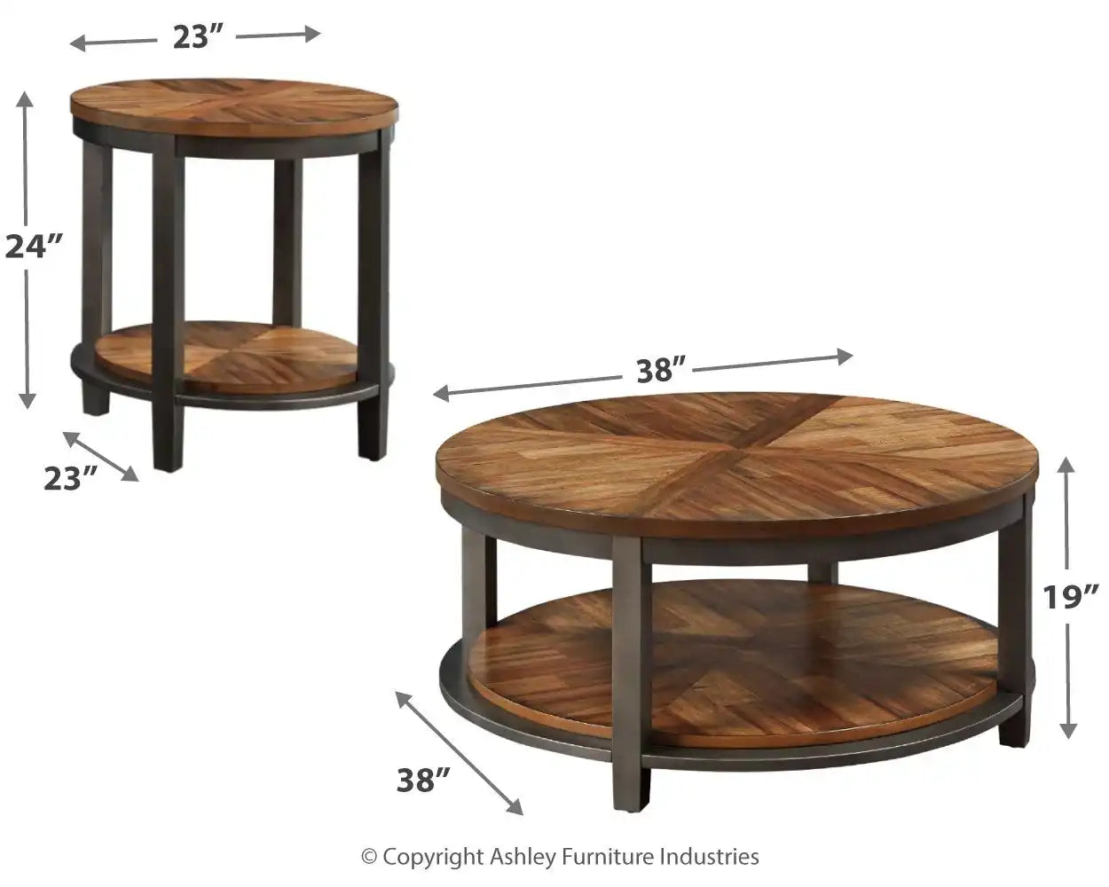 Roybeck - Occasional Table Set (Set of 3) - Light Brown / Bronze - Best Buy Furniture