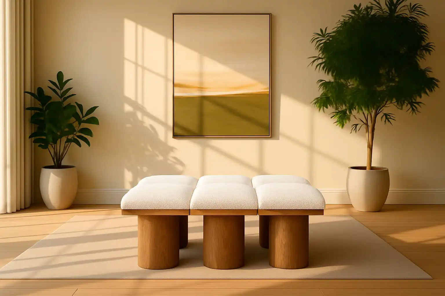 Pavilion - 6 Piece Modular Bench With Brown Base