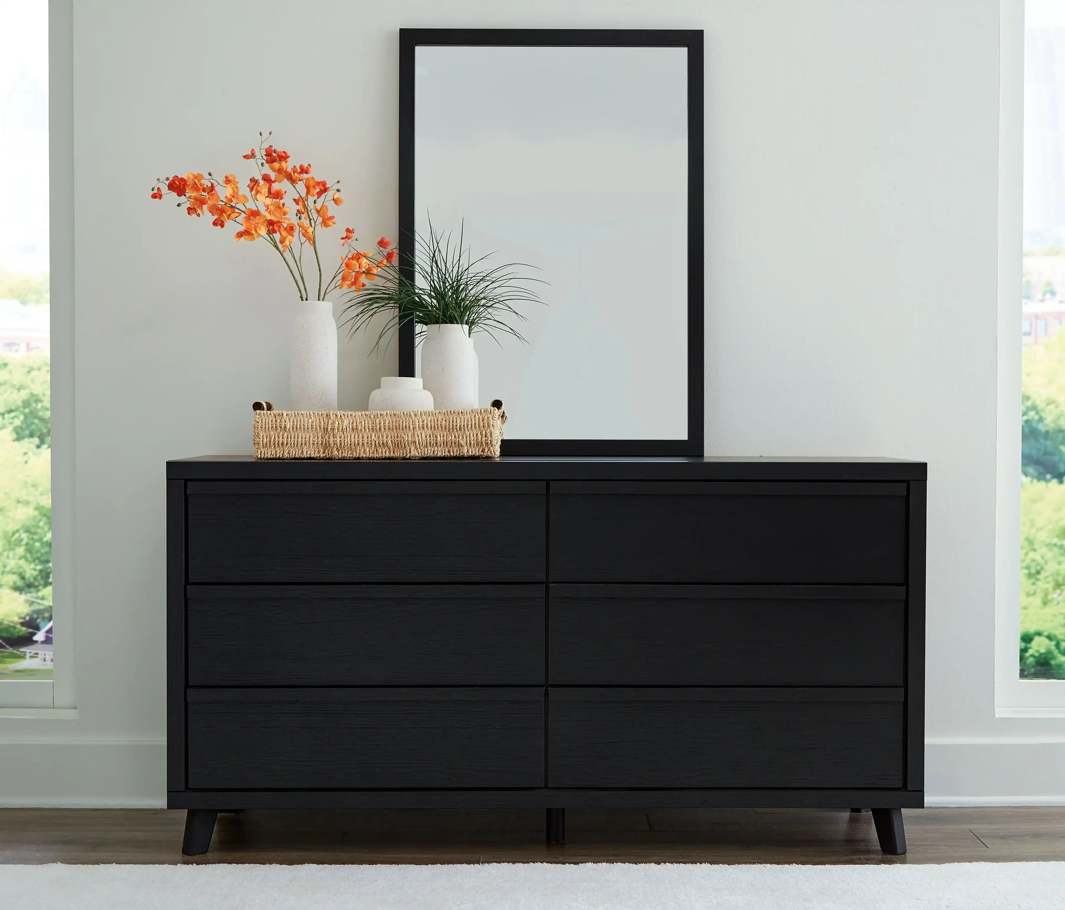 Danziar - Dresser And Mirror - Black - Best Buy Furniture
