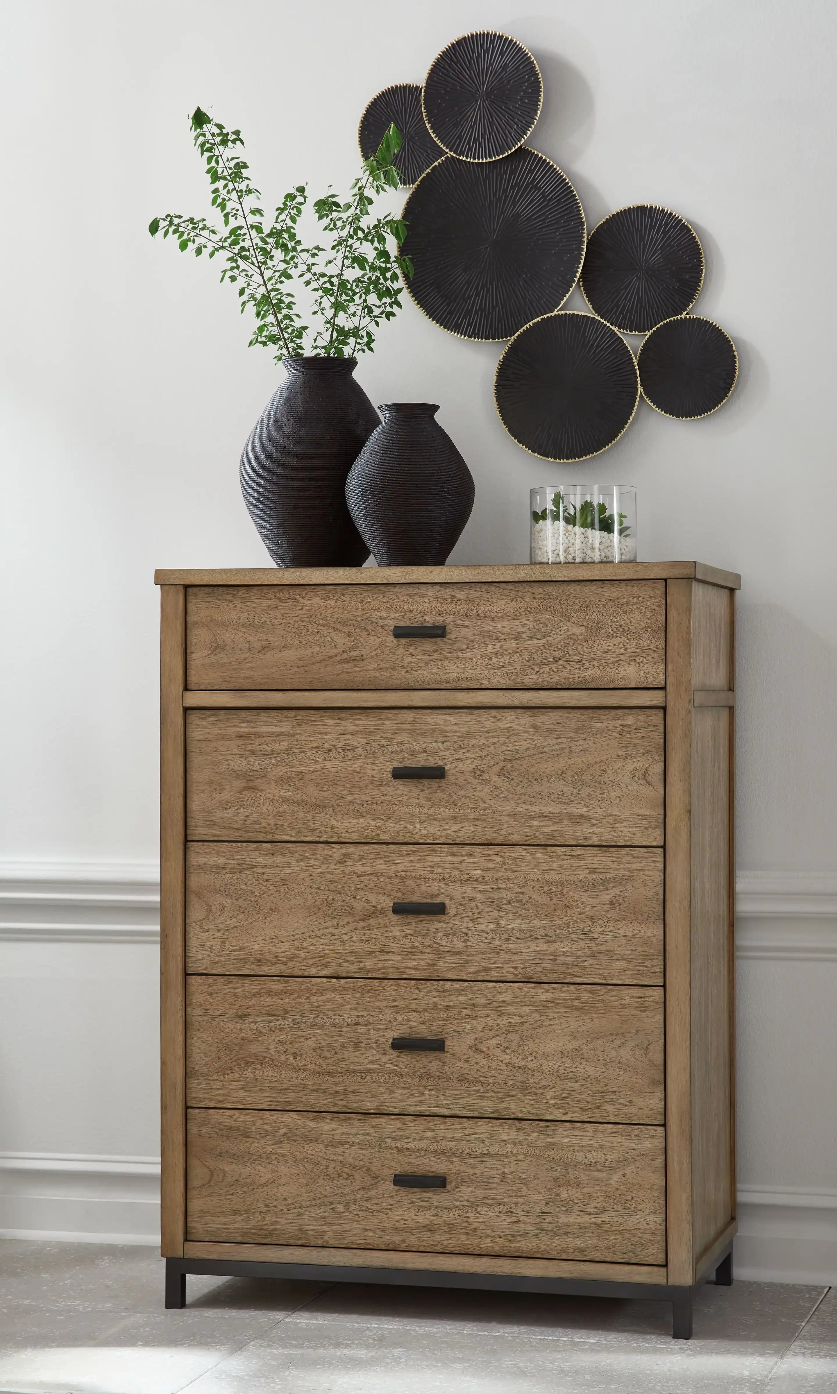 Tomtyn - Five Drawer Chest - Light Brown - Best Buy Furniture