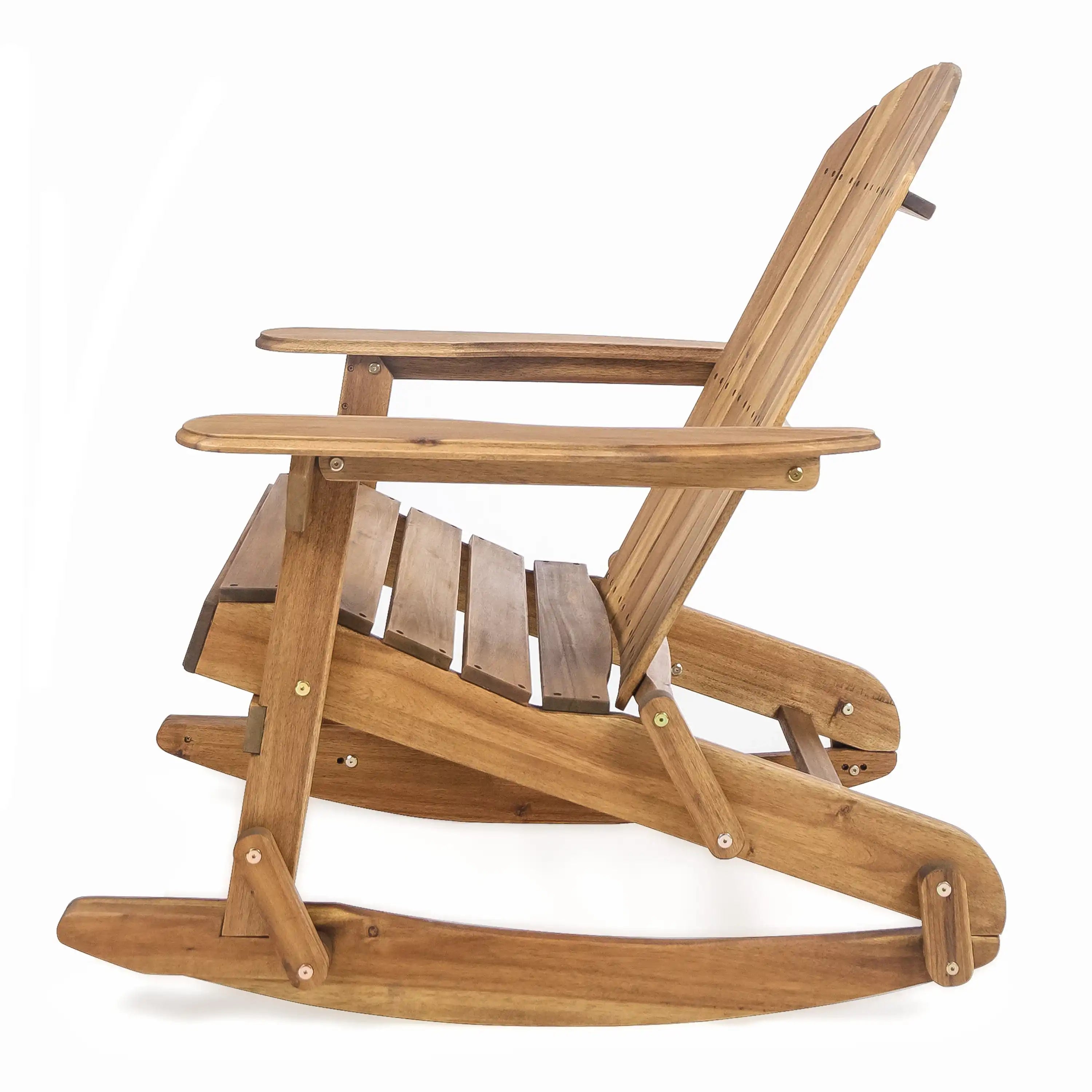 Outdoor Adirondack Rocking Chair with Hand Crafted Details, Natural - Best Buy Furniture