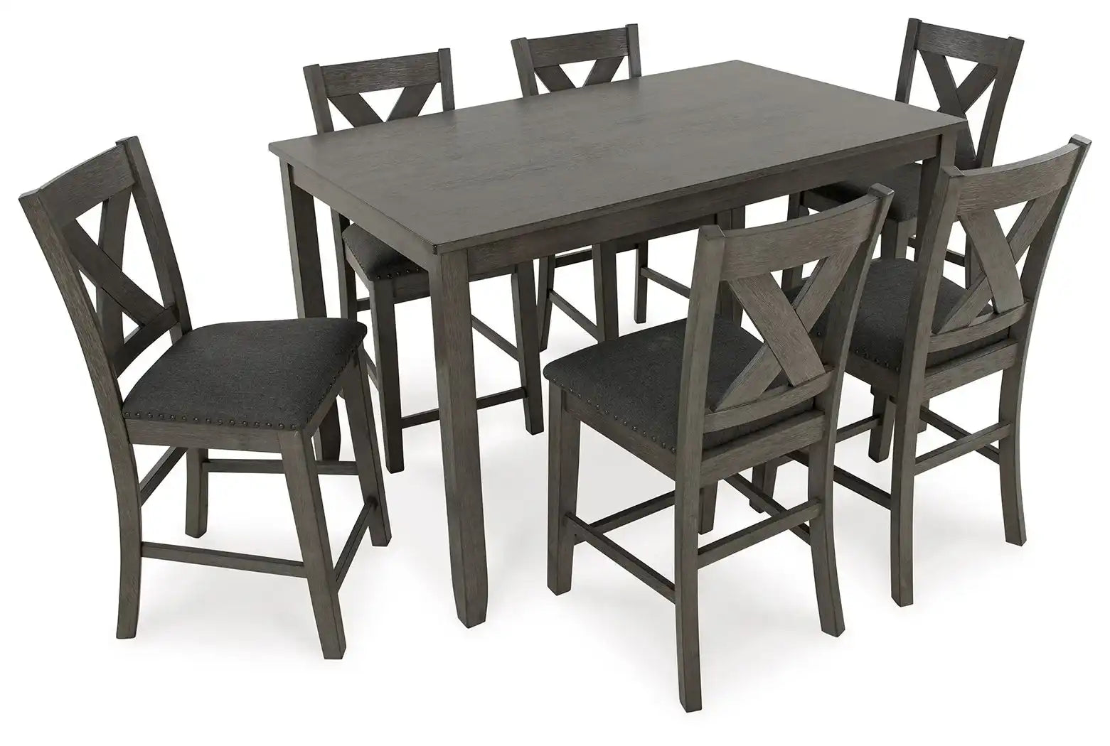 Caitbrook - Rect Drm Counter Table Set (Set of 7) - Gray - Best Buy Furniture