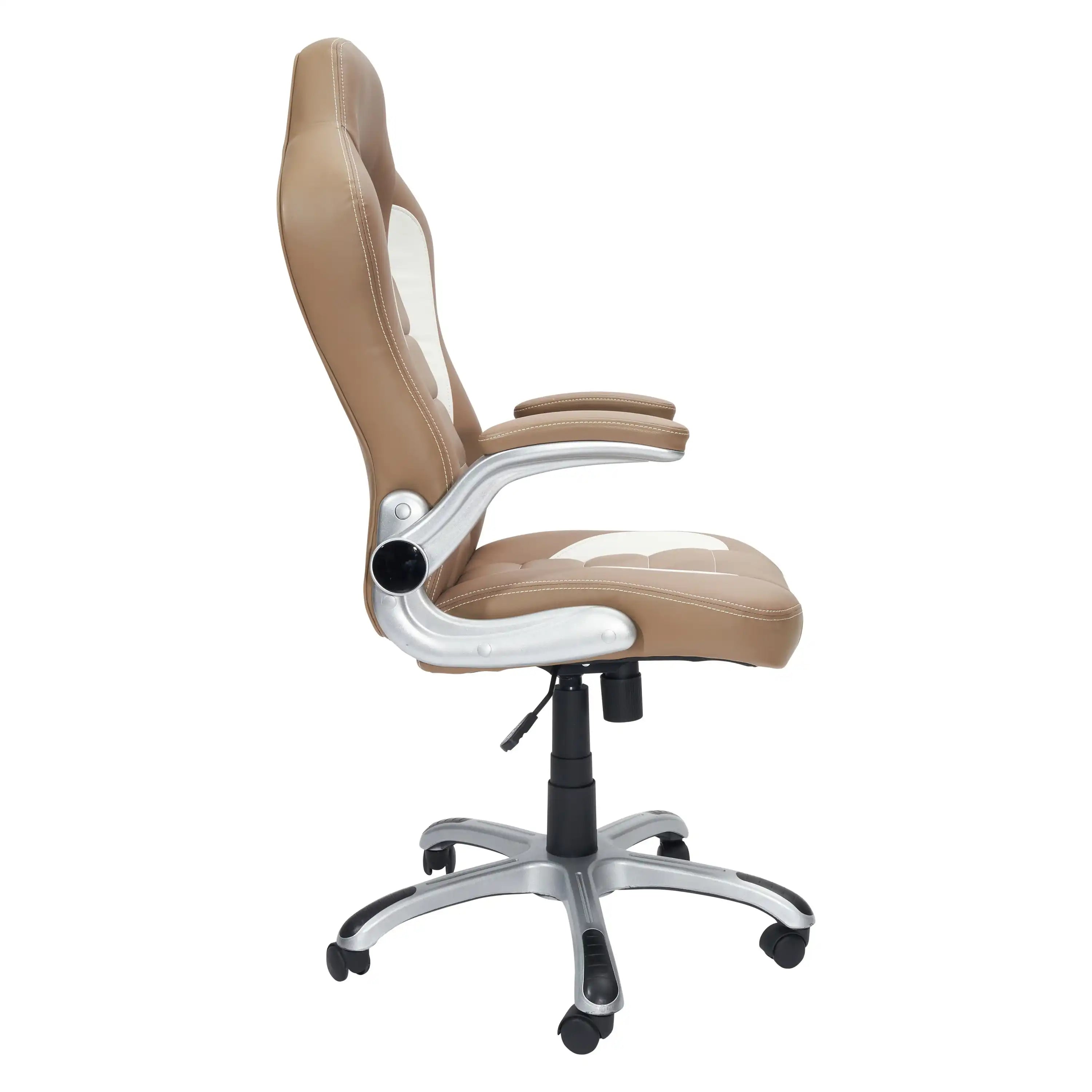 Techni Mobili High Back Executive Sport Race Office Chair with Flip-Up Arms, Camel - Best Buy Furniture