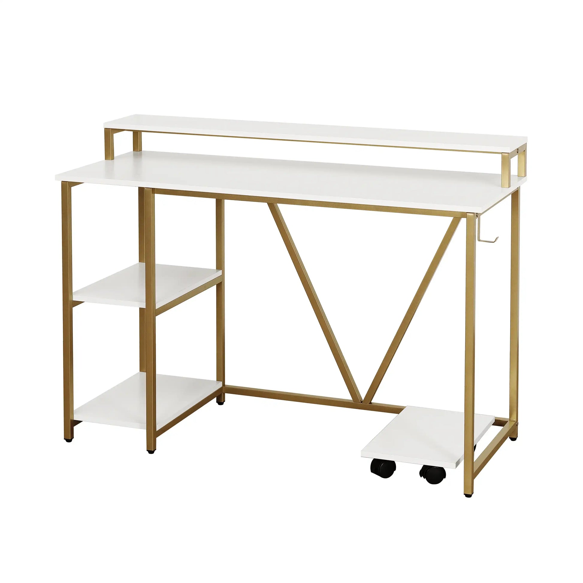 Techni Mobili Industrial Writing Desk, Gold - Best Buy Furniture
