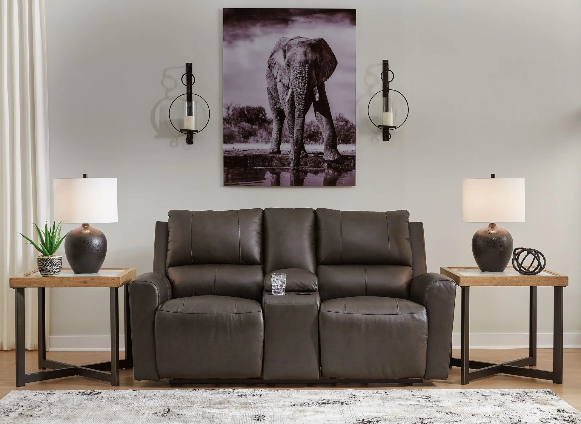 Boxmere - Dbl Power Reclining Loveseat with Console - Storm - Best Buy Furniture