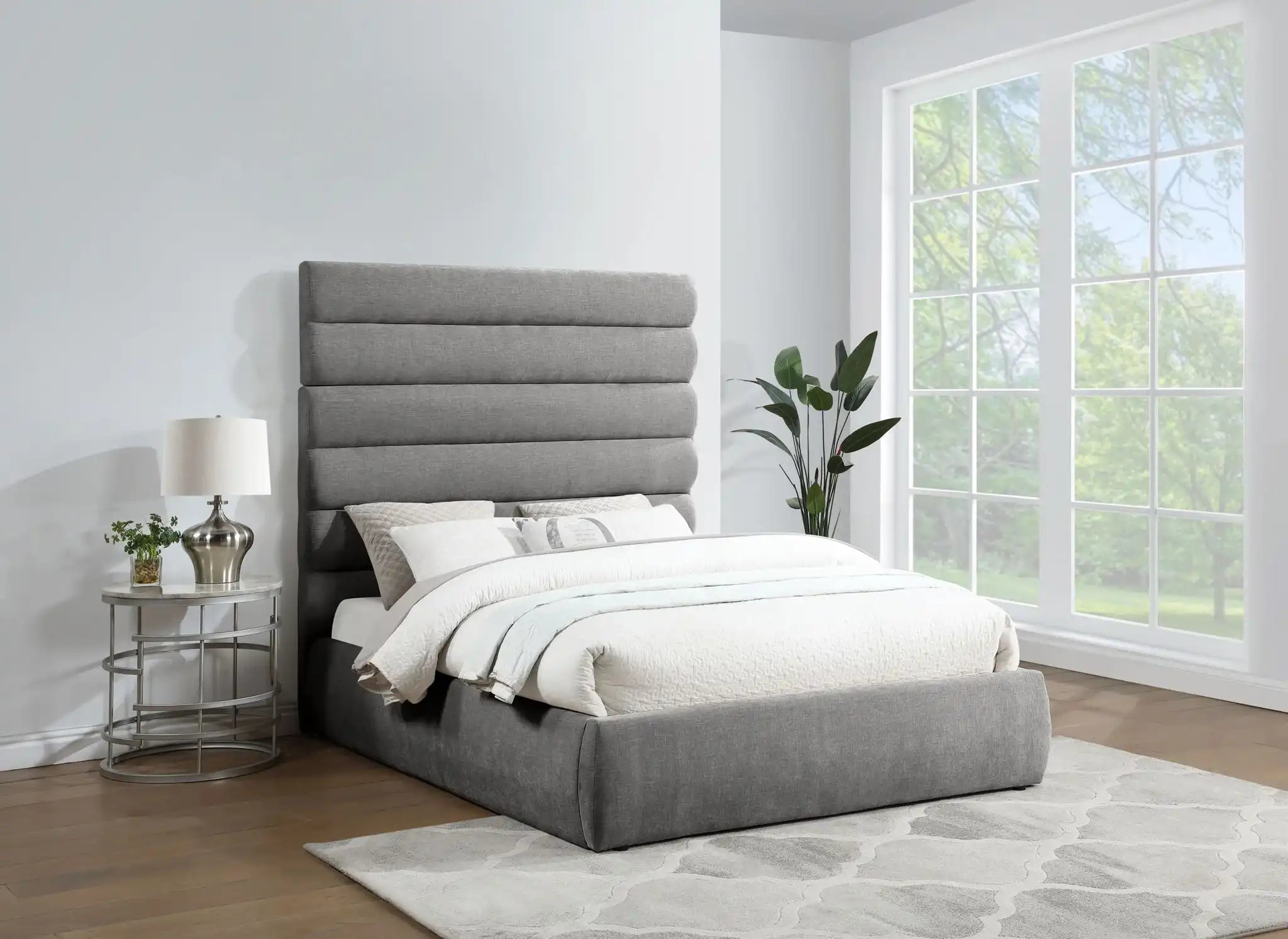Adam - Chenille Fabric Bed With 70.5" Headboard