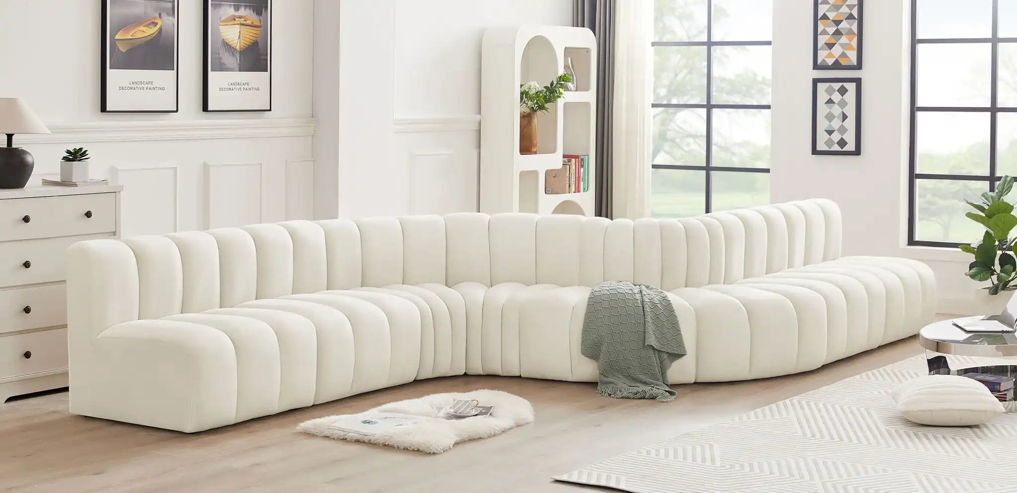 Arc - Velvet 8 Piece Curved Modular Sofa