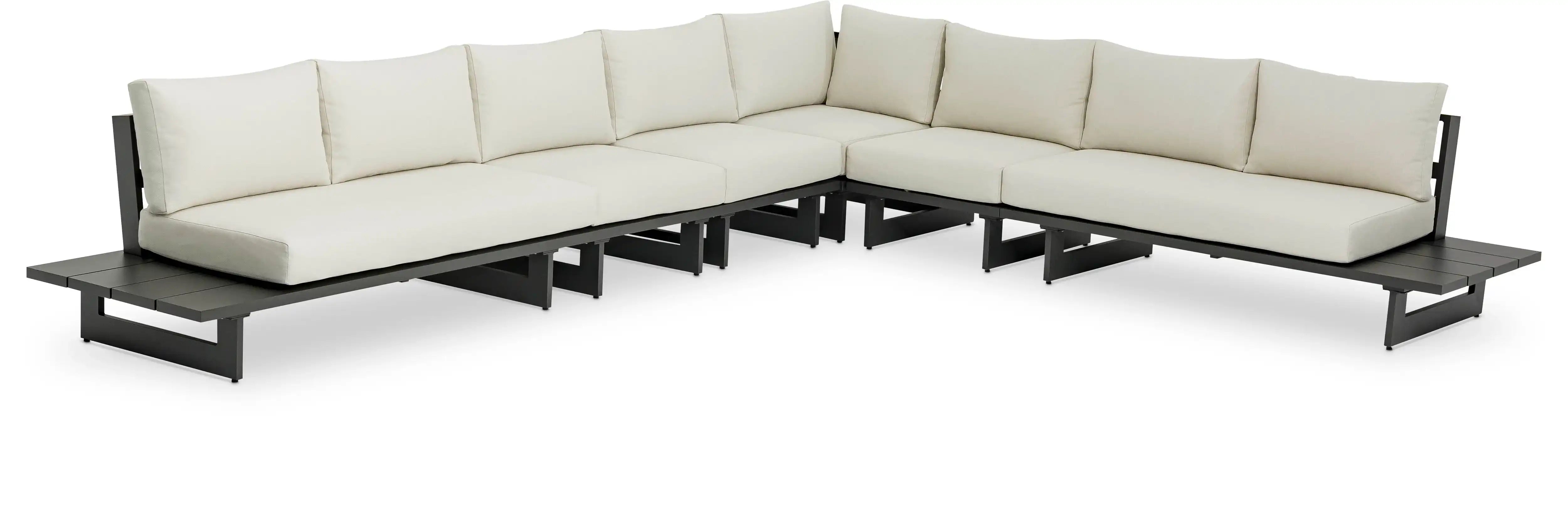 Maldives - 6 Piece Water Resistant Outdoor Patio Modular Sectional With Gray Base - Best Buy Furniture