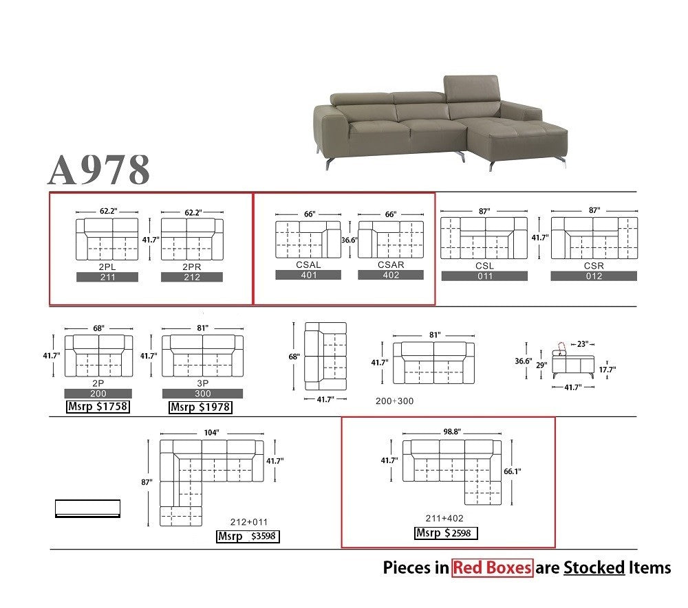 Sorrento Premium Leather Sectional J&M-A978B