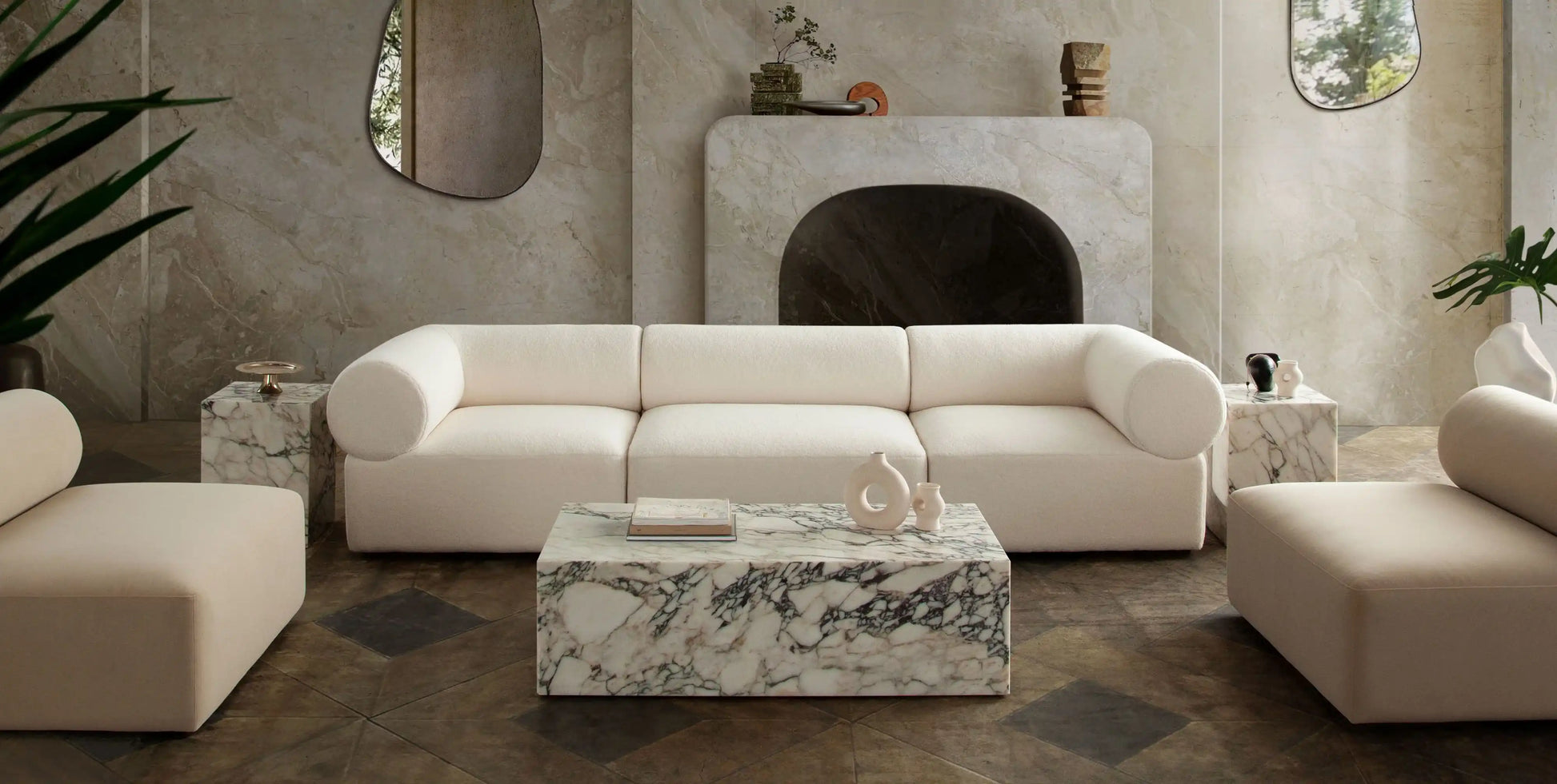 Zia 3 Piece Modular Sectional Sofa – Ivory Sherpa - Best Buy Furniture