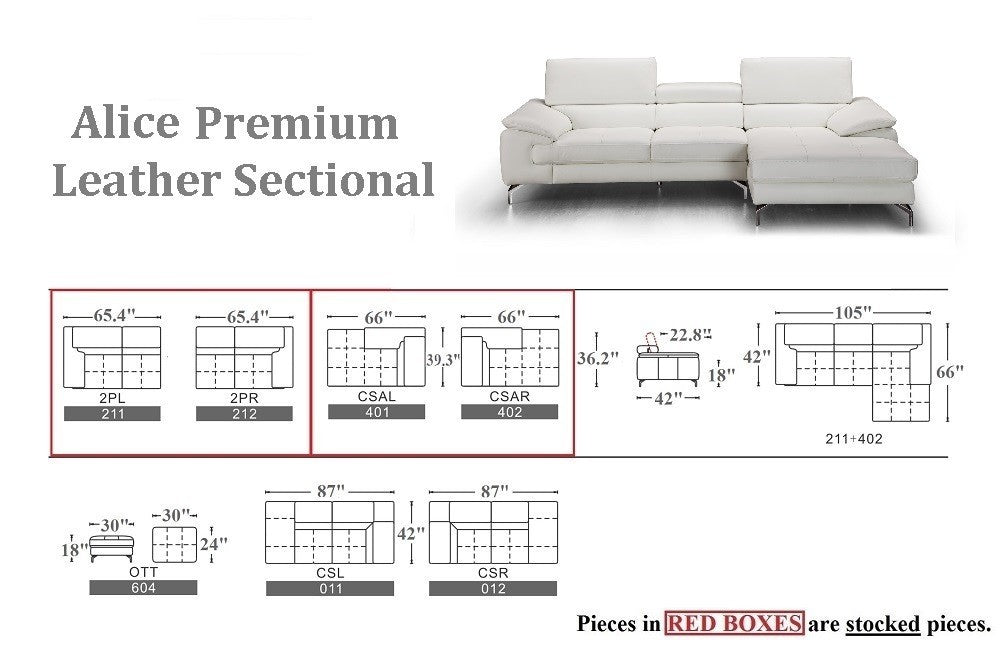 Alice Premium Leather Sectional J&M