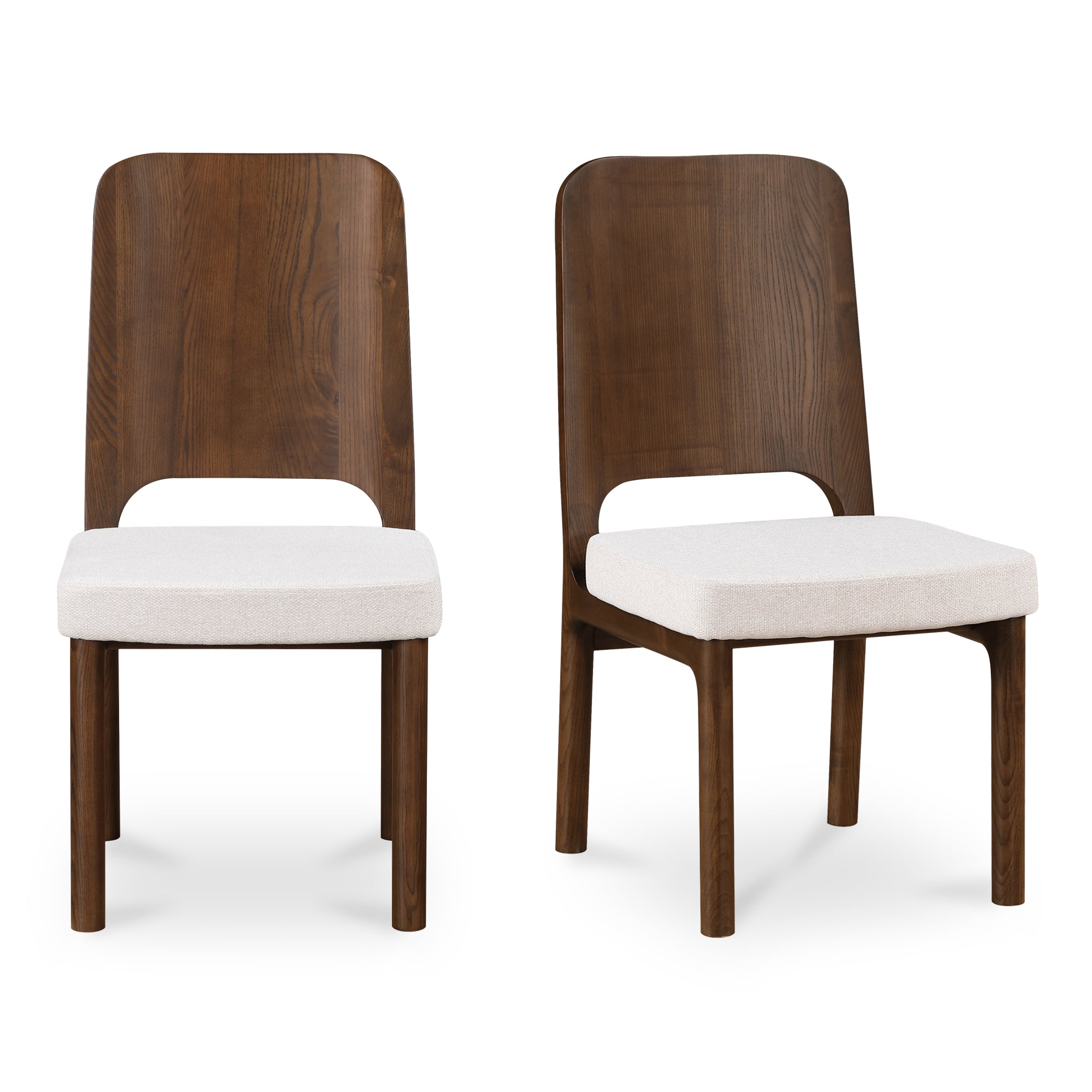 Kerr Dining Chair Walnut-Stained Ash Beige-Set Of Two - Moes Home