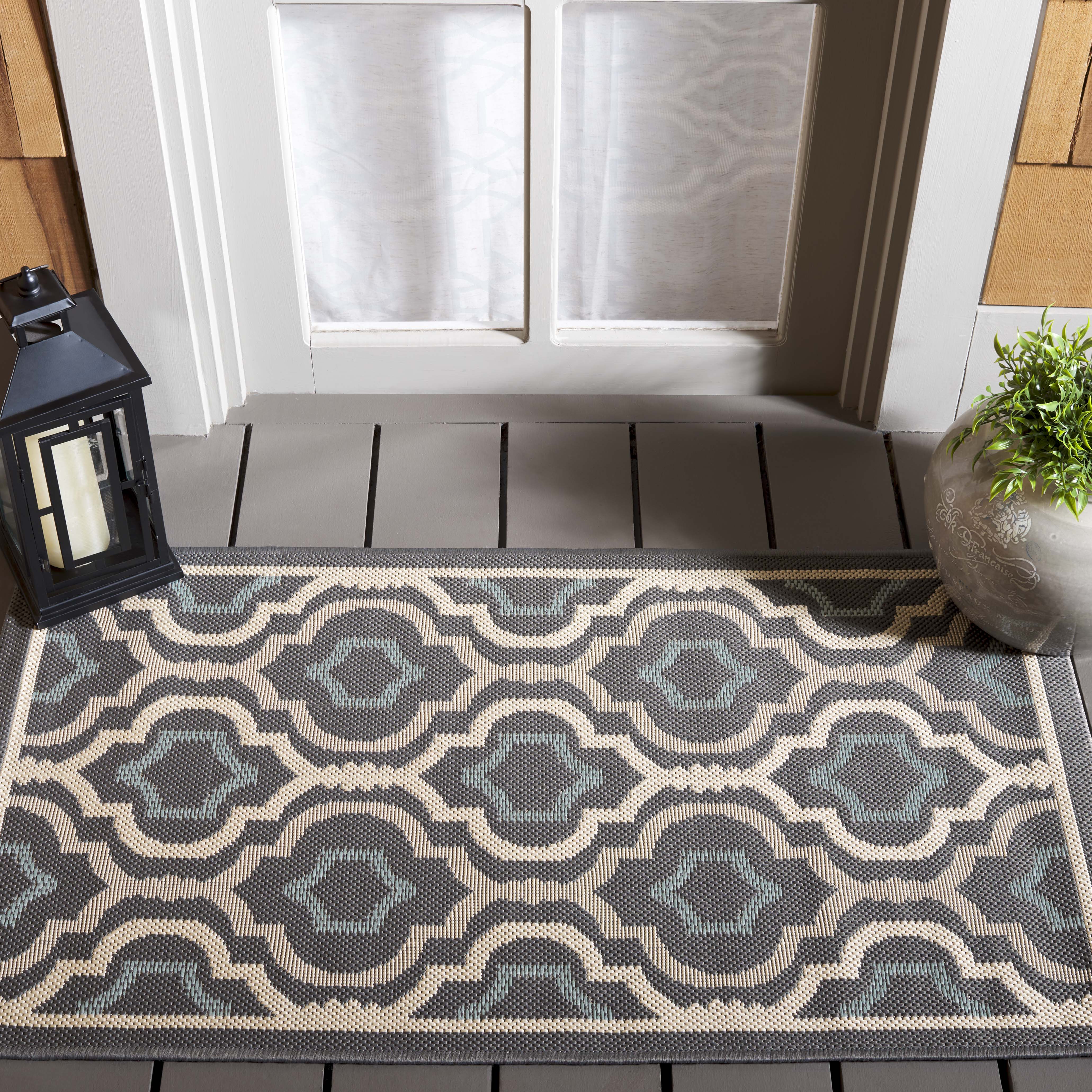 COURTYARD 7938-23621 ANTHRACITE BEIGE W/ AQUA WEFT
