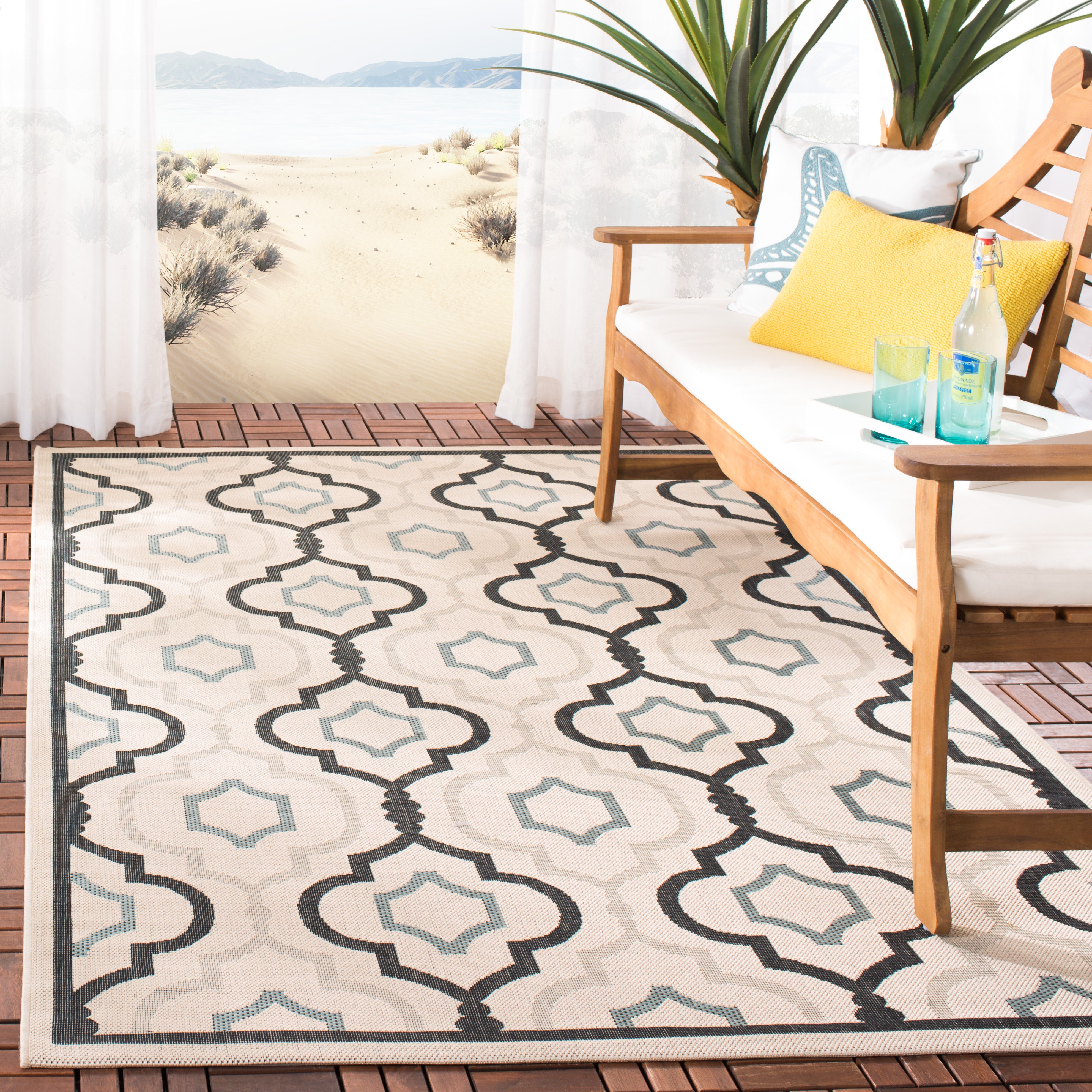 COURTYARD 7938-23621 ANTHRACITE BEIGE W/ AQUA WEFT