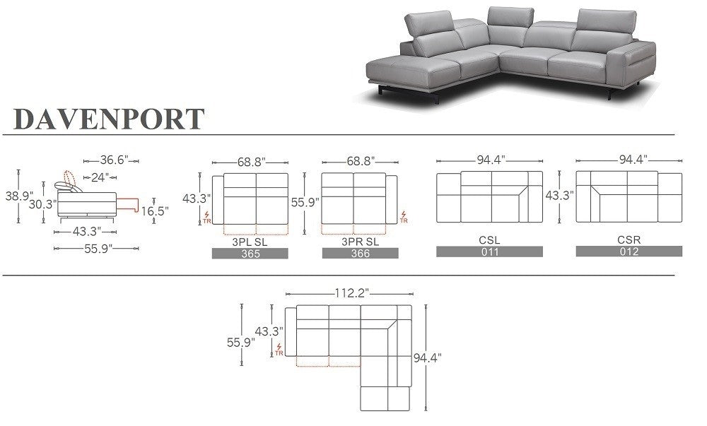 Davenport Leather Sectional J&M