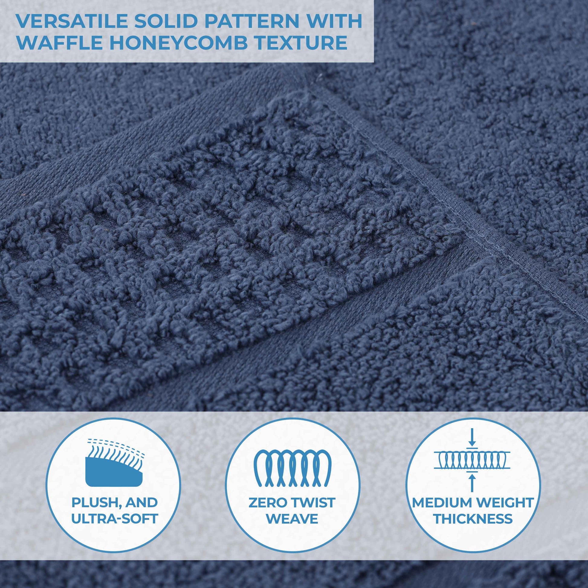 Napa Zero Twist Cotton Solid Waffle Honeycomb Bath Towel Set of 3 - Bath Towel by Superior Brand