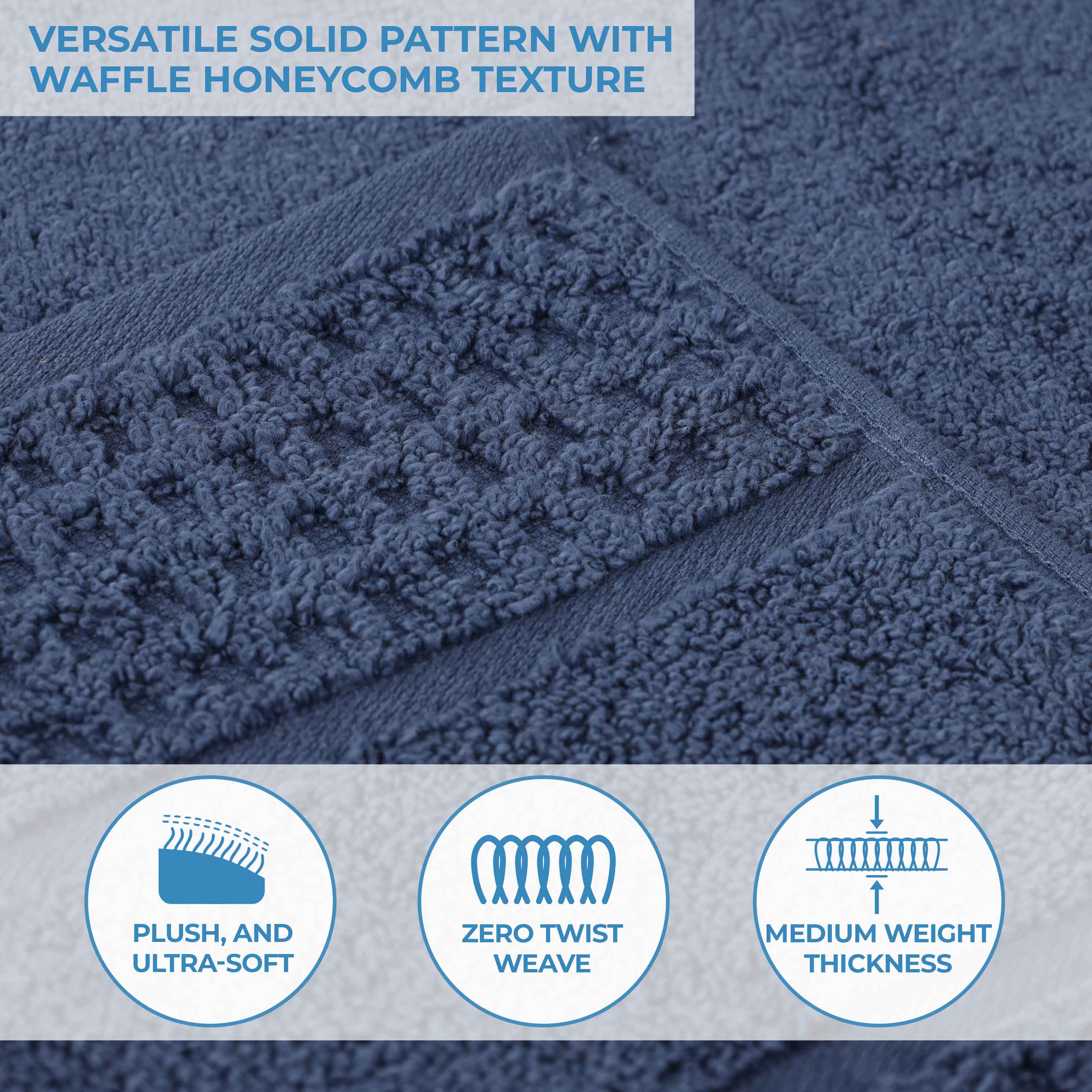 Napa Zero Twist Cotton Solid Waffle Honeycomb Bath Towel Set of 3 - Bath Towel by Superior Brand